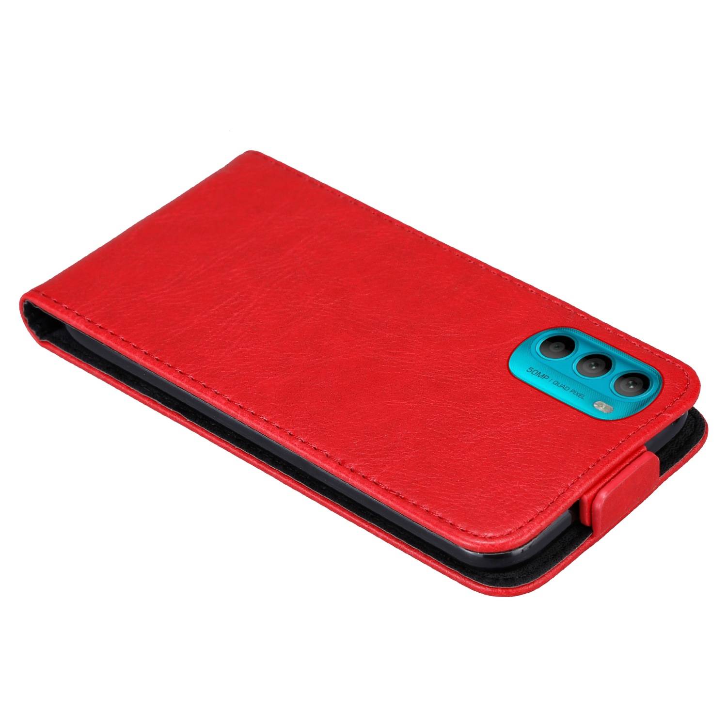 Cadorabo Hülle für Motorola MOTO G71 5G Schutz Hülle in Rot Flip Etui Handyhülle Case Cover