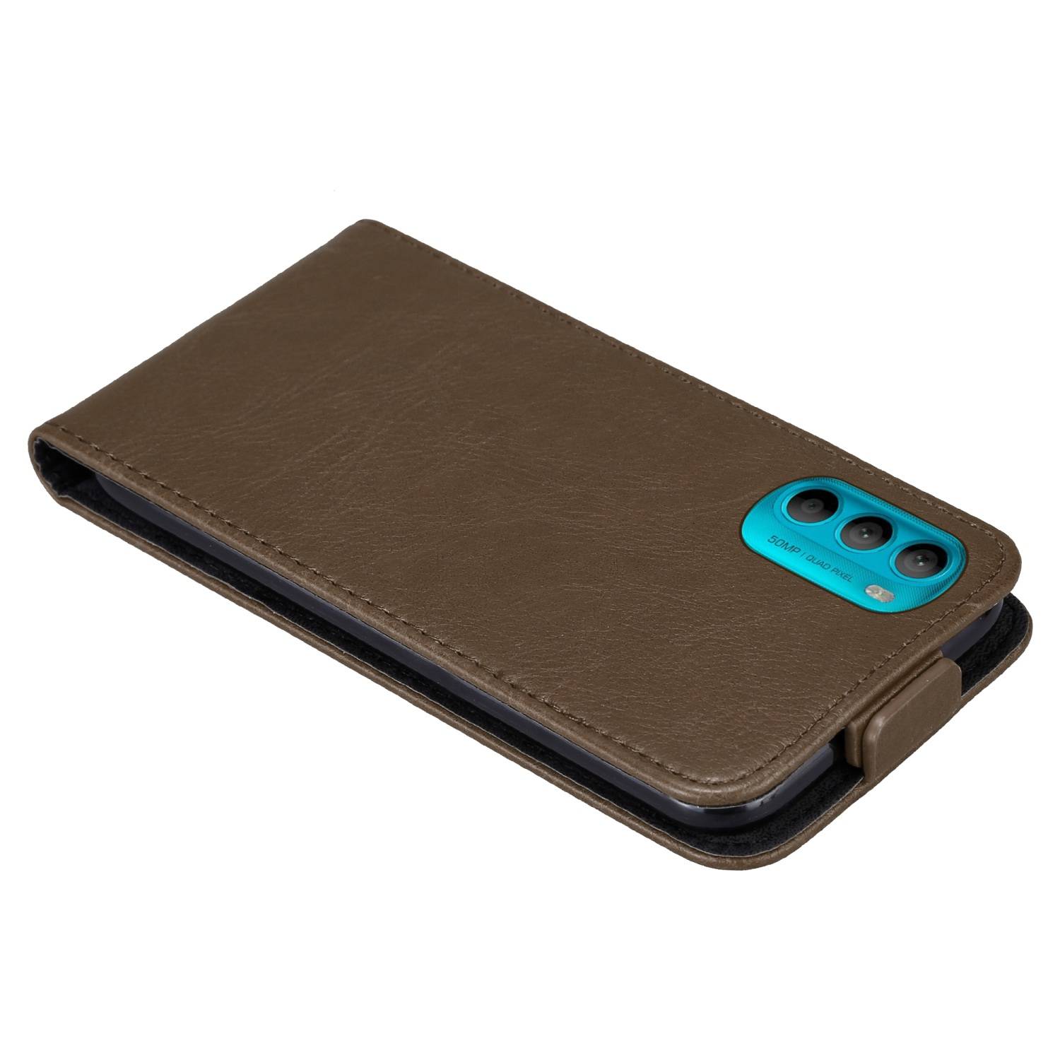 Cadorabo Hülle für Motorola MOTO G71 5G Schutz Hülle in Braun Flip Etui Handyhülle Case Cover