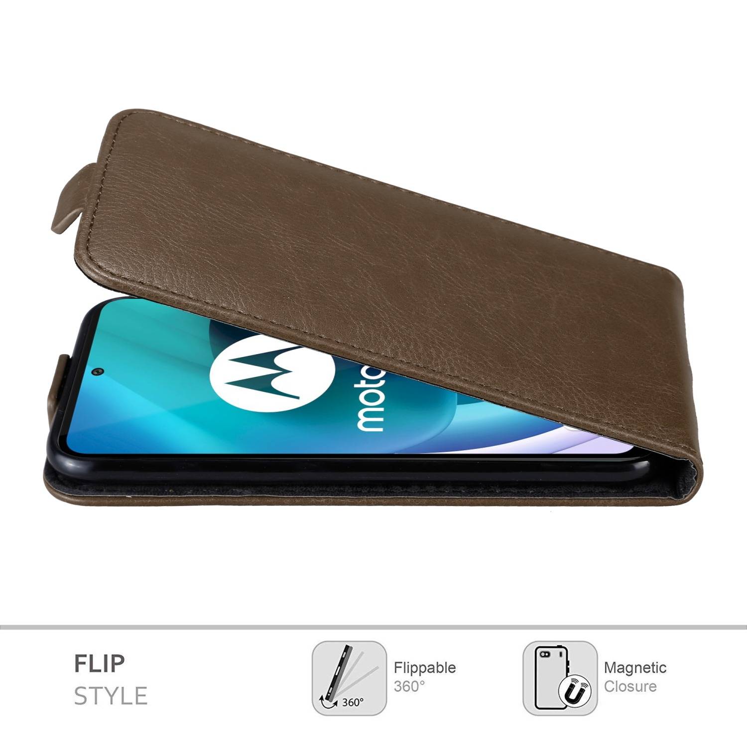 Cadorabo Hülle für Motorola MOTO G71 5G Schutz Hülle in Braun Flip Etui Handyhülle Case Cover