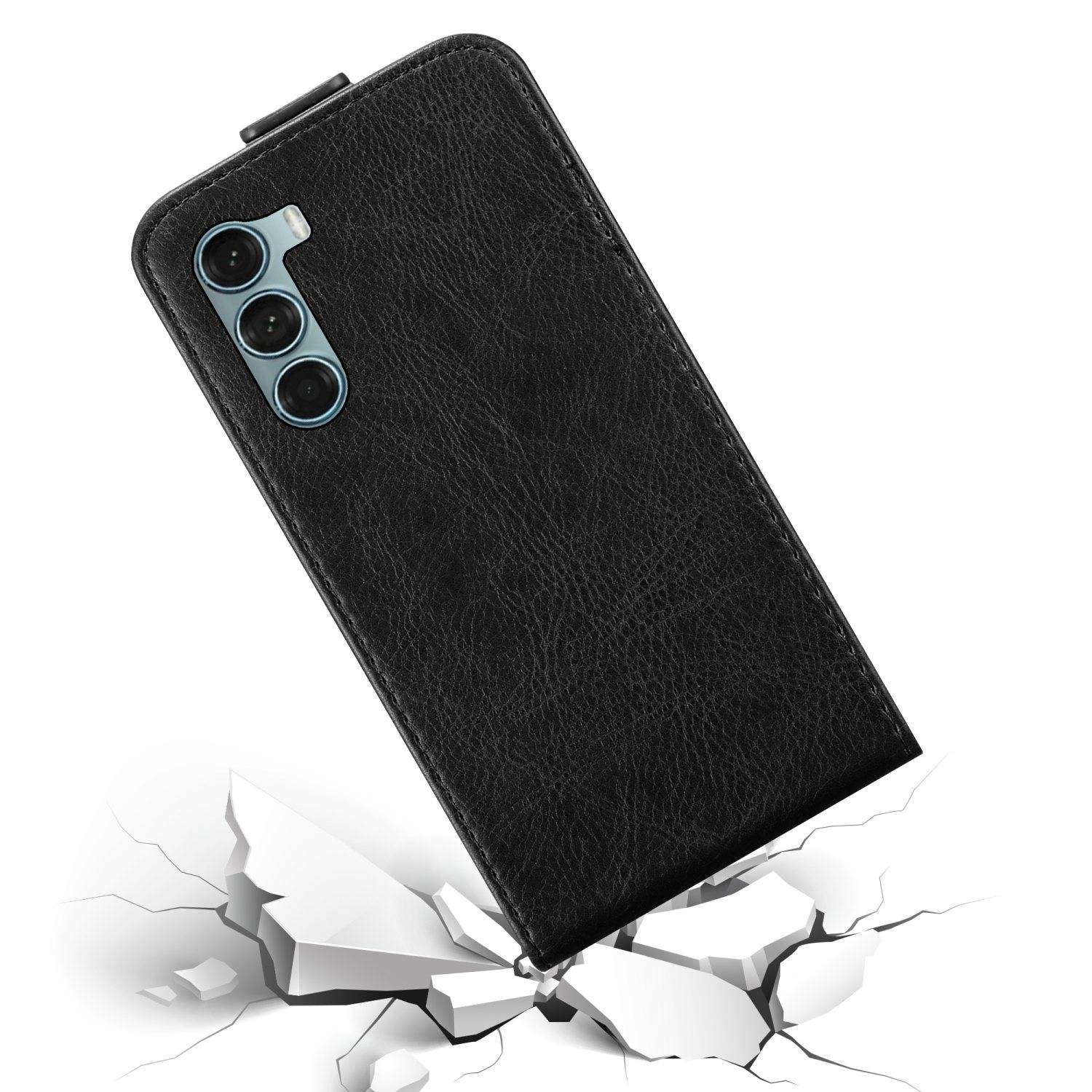 Cadorabo Hülle für Motorola MOTO G200 5G Schutz Hülle in Schwarz Flip Etui Handyhülle Case Cover