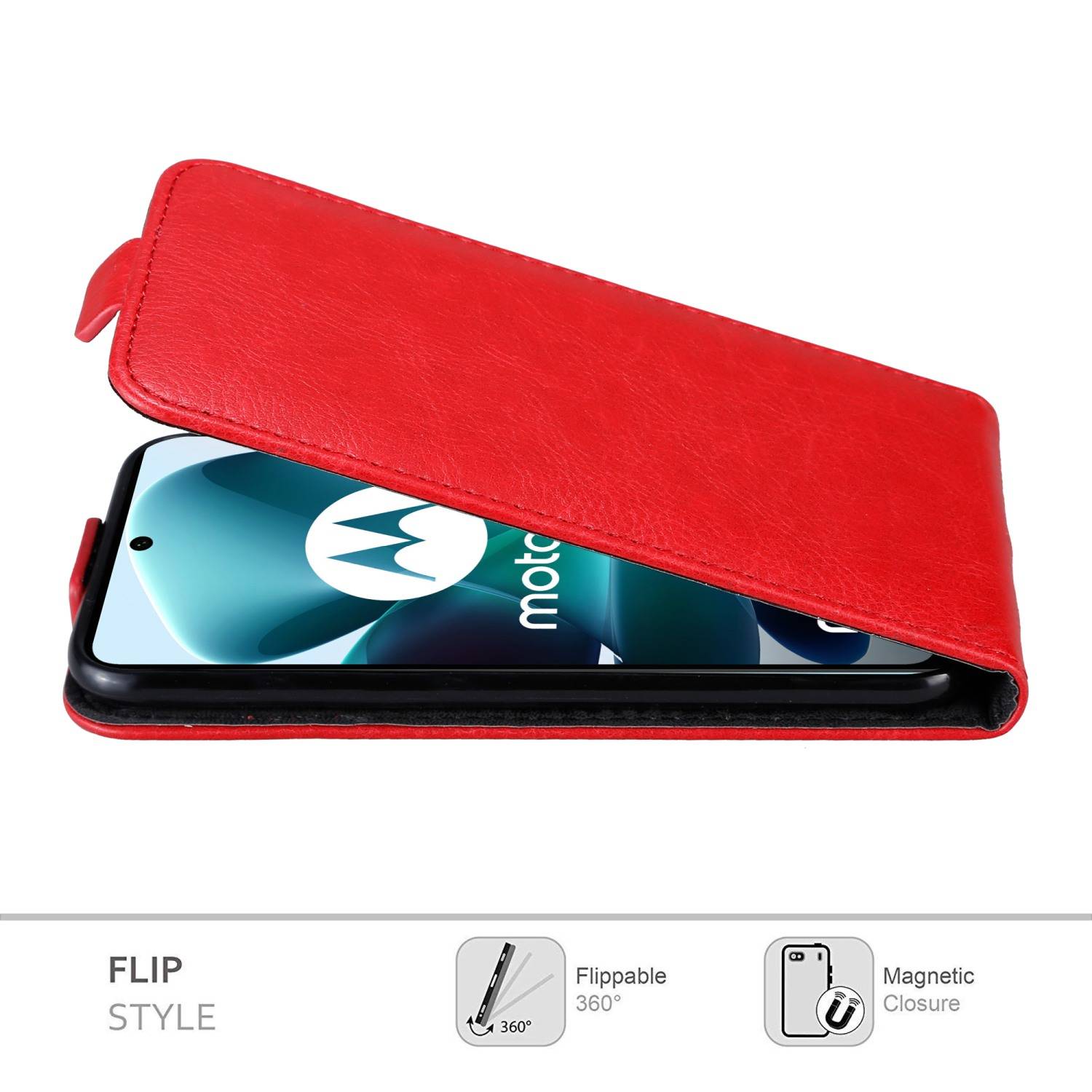 Cadorabo Hülle für Motorola MOTO G200 5G Schutz Hülle in Rot Flip Etui Handyhülle Case Cover