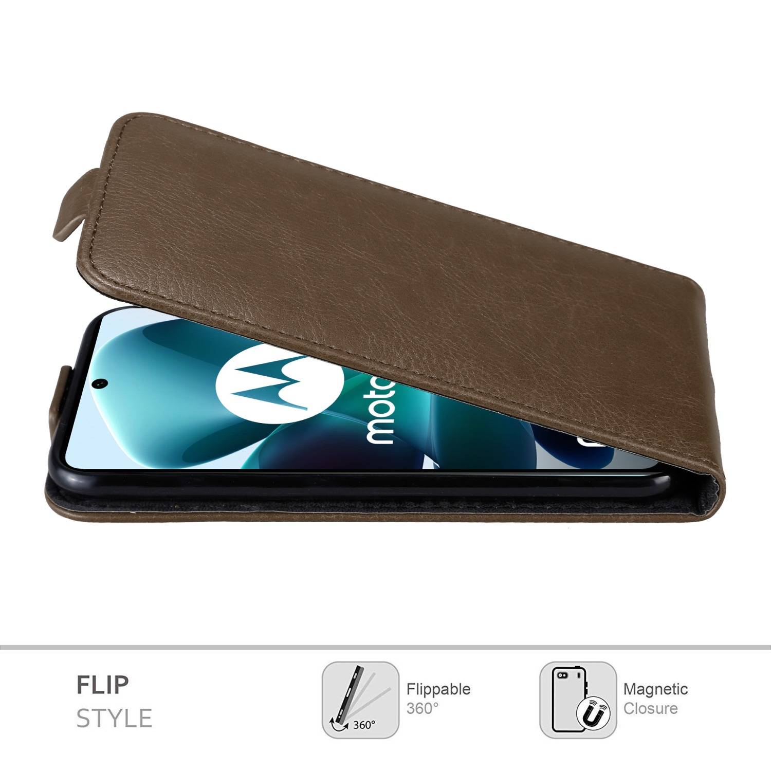 Cadorabo Hülle für Motorola MOTO G200 5G Schutz Hülle in Braun Flip Etui Handyhülle Case Cover
