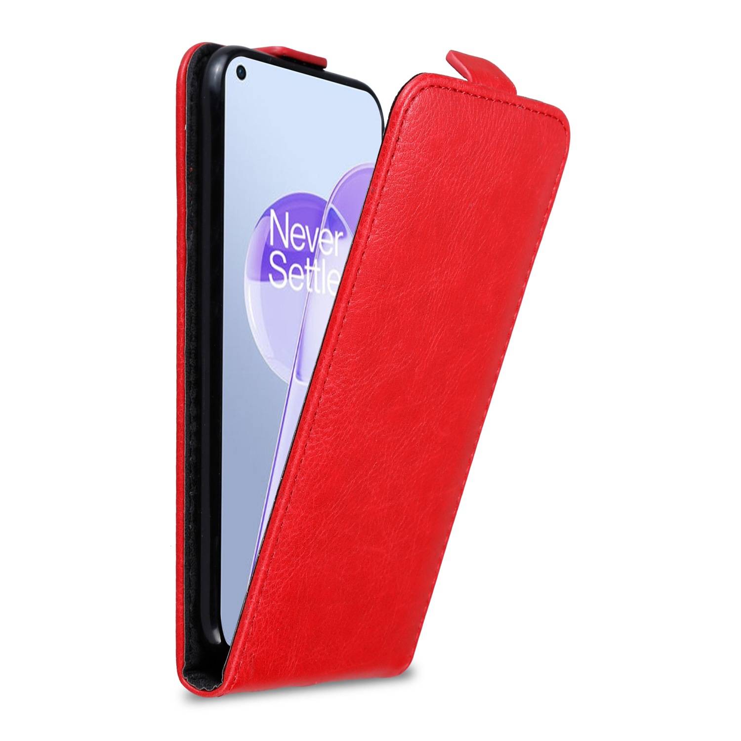 Cadorabo Hülle für OnePlus 9RT 5G Schutz Hülle in Rot Flip Etui Handyhülle Case Cover