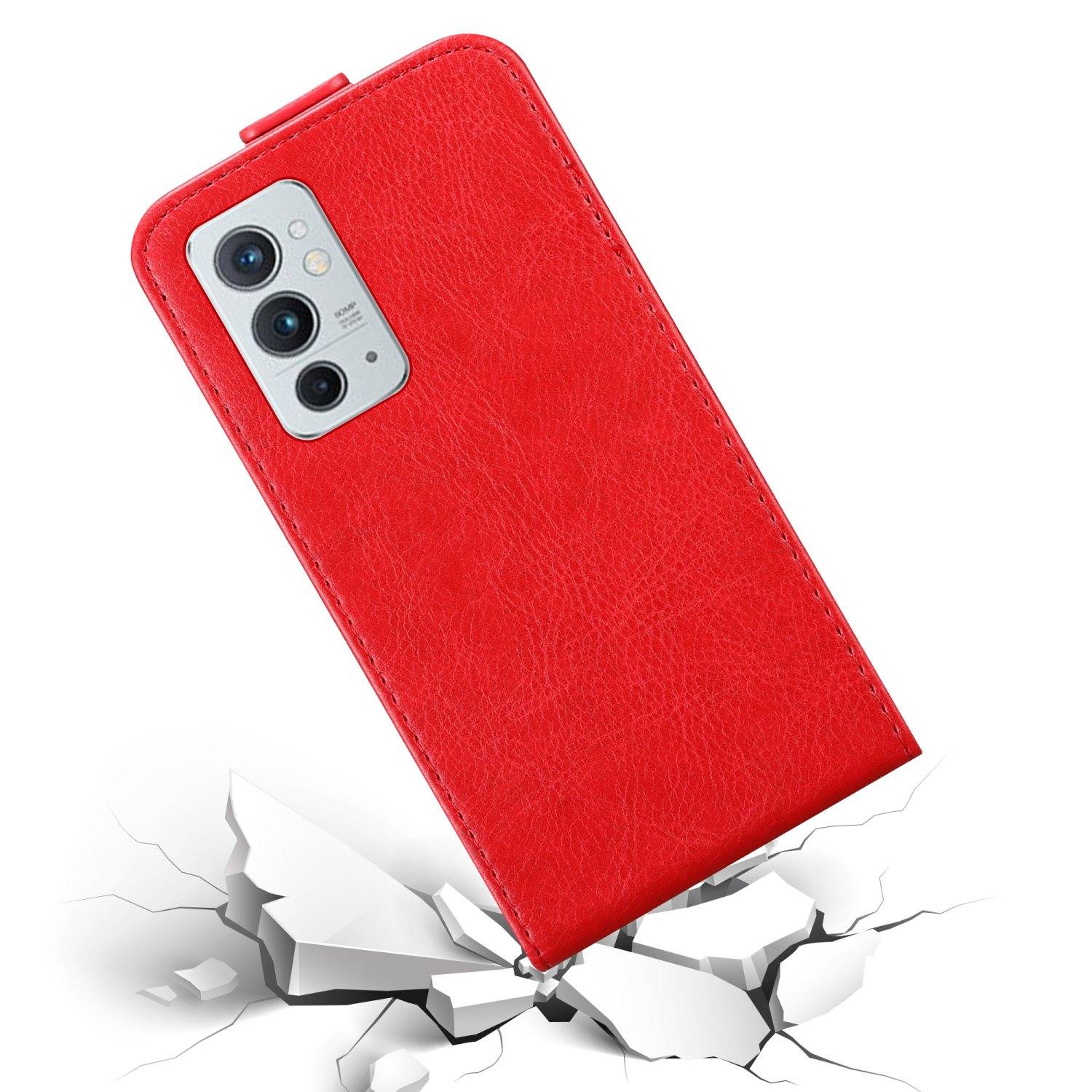 Cadorabo Hülle für OnePlus 9RT 5G Schutz Hülle in Rot Flip Etui Handyhülle Case Cover
