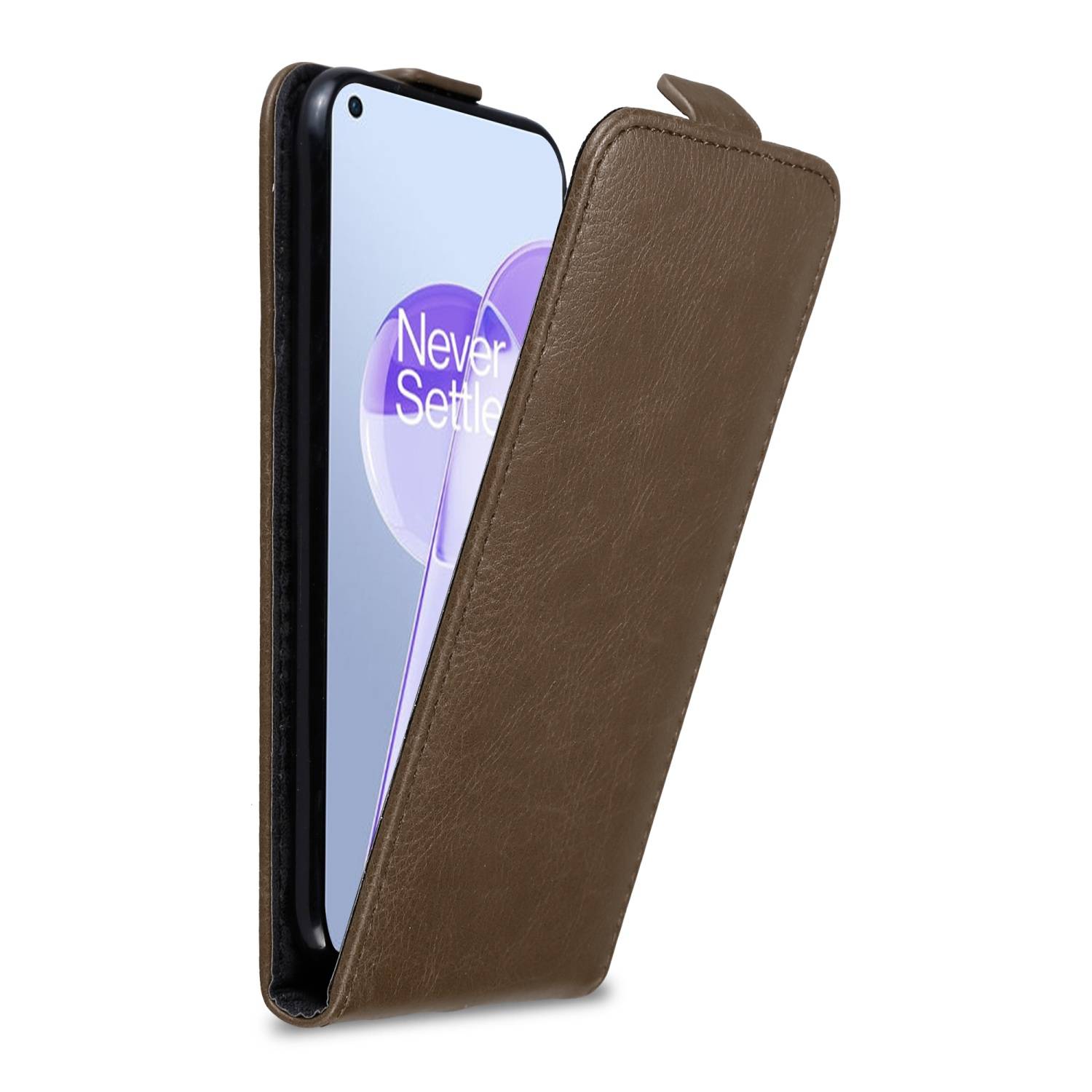 Cadorabo Hülle für OnePlus 9RT 5G Schutz Hülle in Braun Flip Etui Handyhülle Case Cover