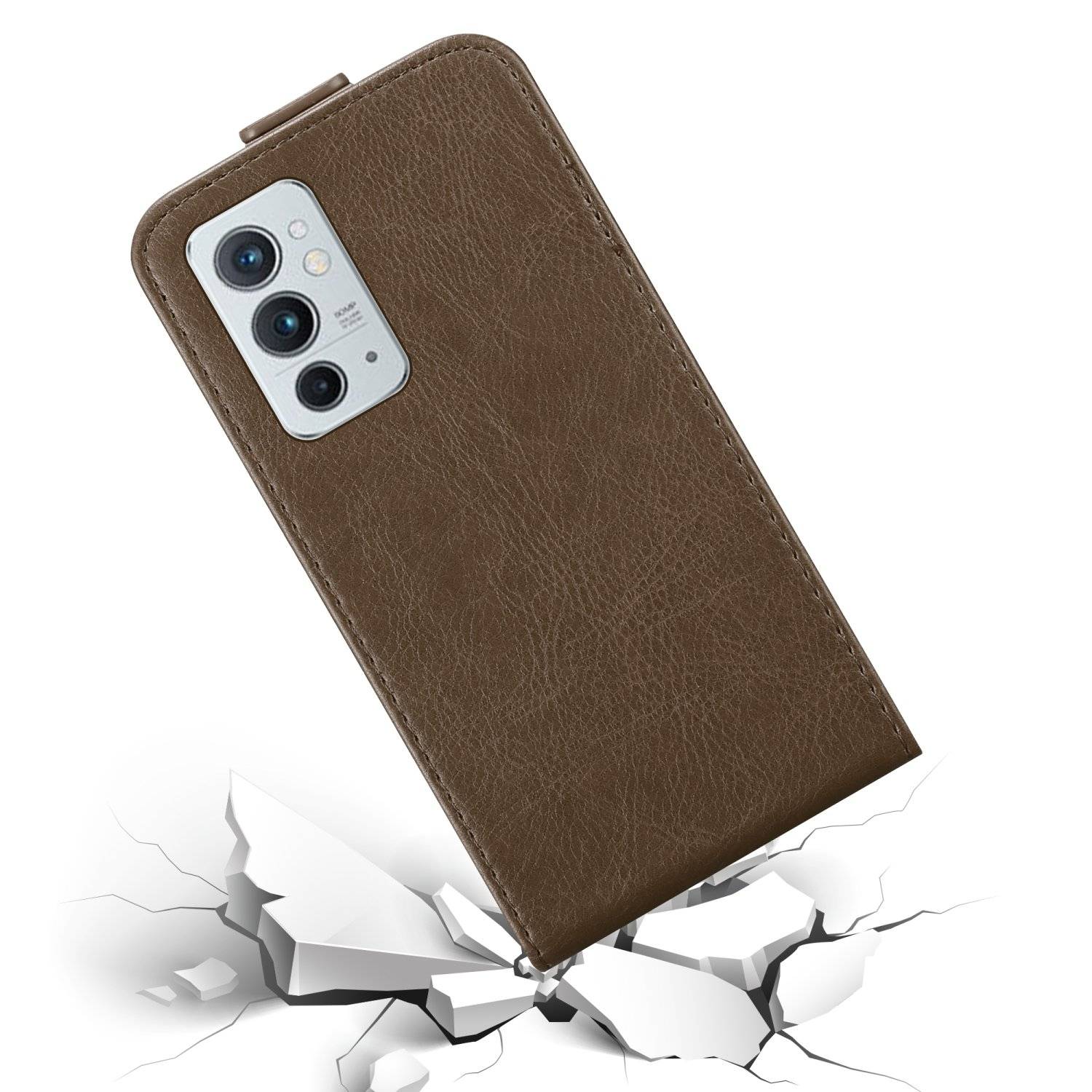 Cadorabo Hülle für OnePlus 9RT 5G Schutz Hülle in Braun Flip Etui Handyhülle Case Cover