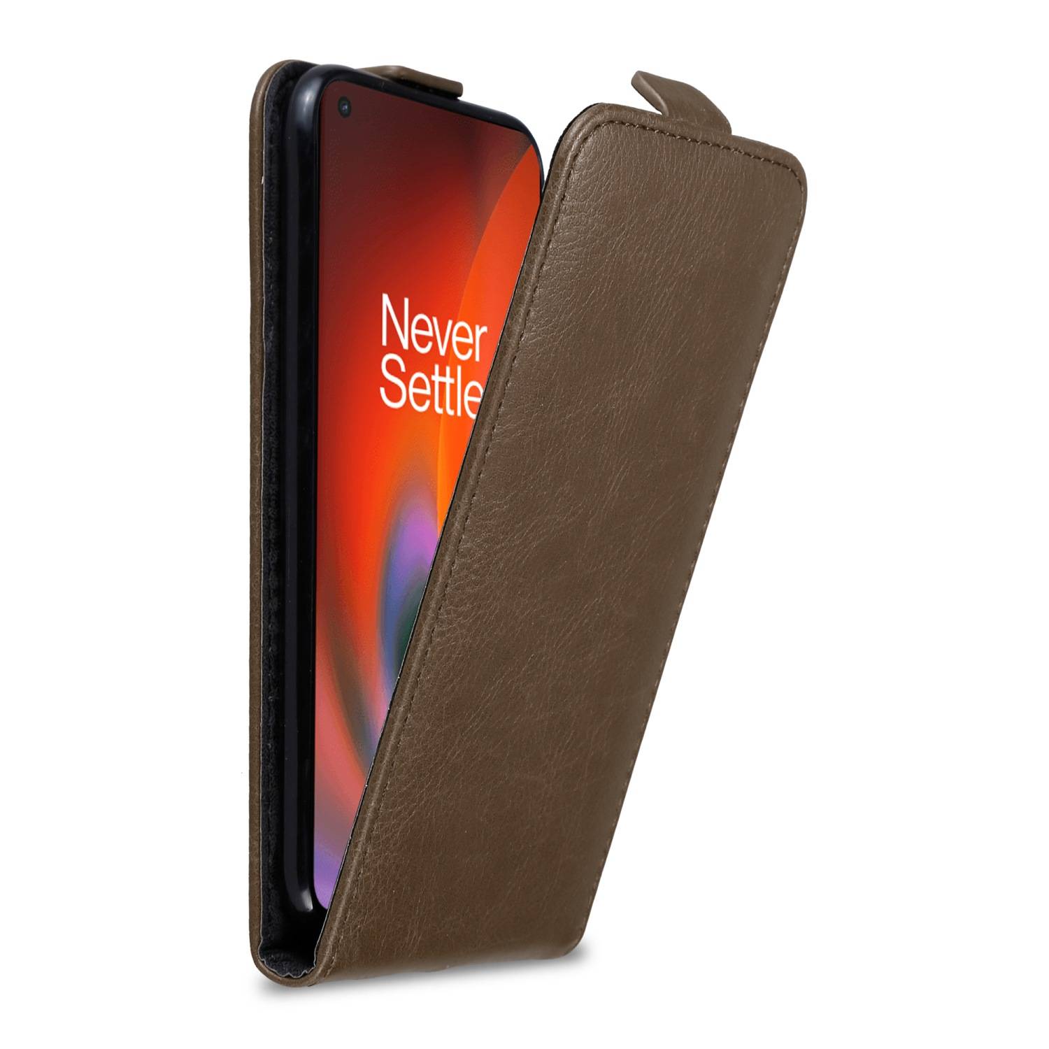 Cadorabo Hülle für OnePlus Nord 2 5G Schutz Hülle in Braun Flip Etui Handyhülle Case Cover