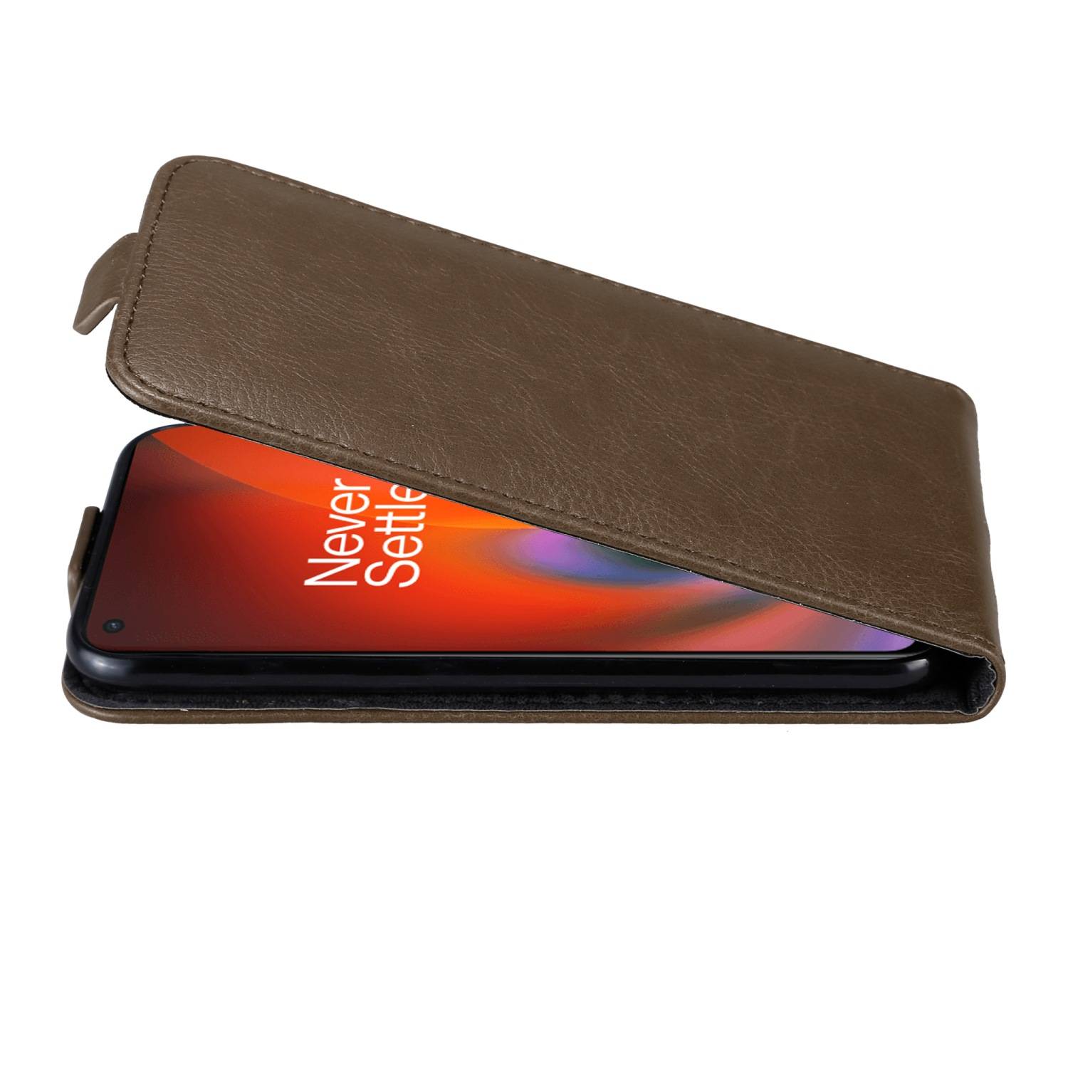 Cadorabo Hülle für OnePlus Nord 2 5G Schutz Hülle in Braun Flip Etui Handyhülle Case Cover