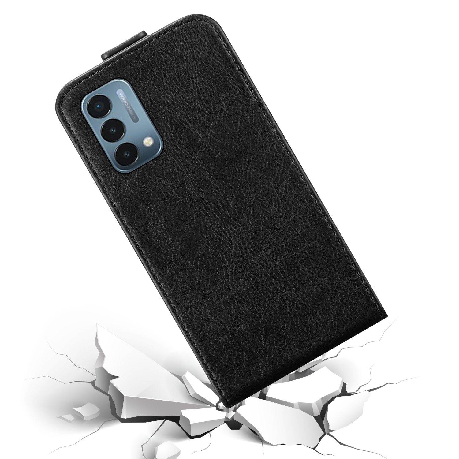 Cadorabo Hülle für OnePlus Nord N200 5G Schutz Hülle in Schwarz Flip Etui Handyhülle Case Cover