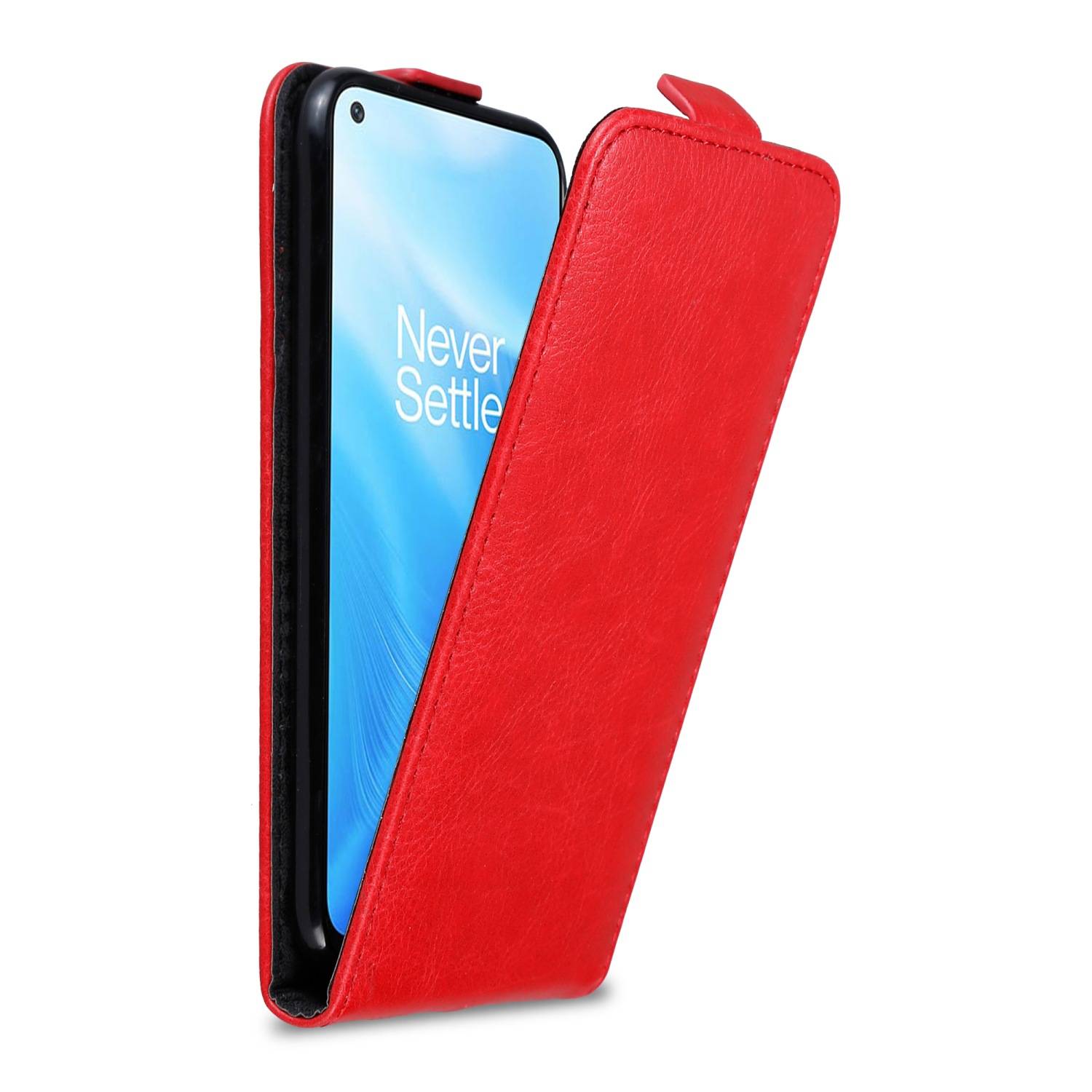 Cadorabo Hülle für OnePlus Nord N200 5G Schutz Hülle in Rot Flip Etui Handyhülle Case Cover