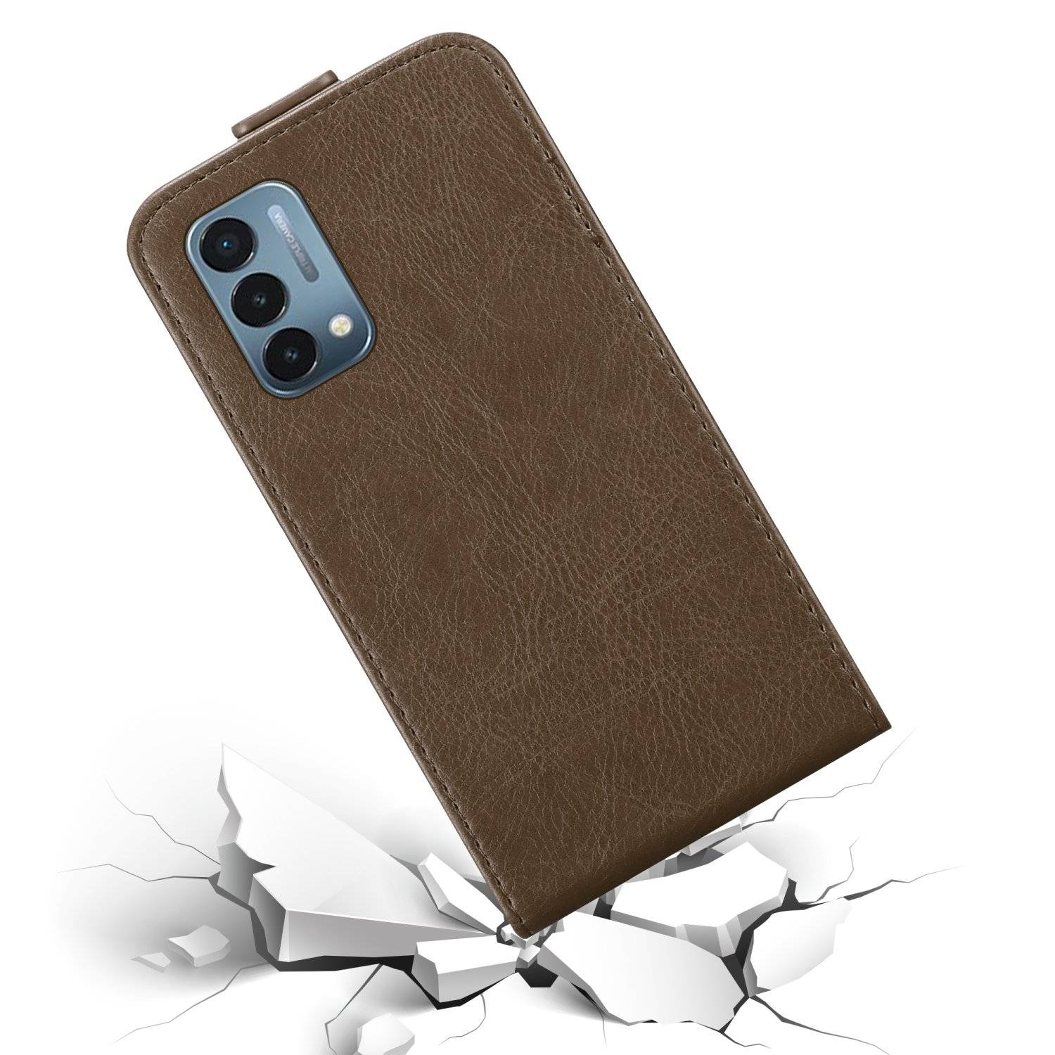 Cadorabo Hülle für OnePlus Nord N200 5G Schutz Hülle in Braun Flip Etui Handyhülle Case Cover
