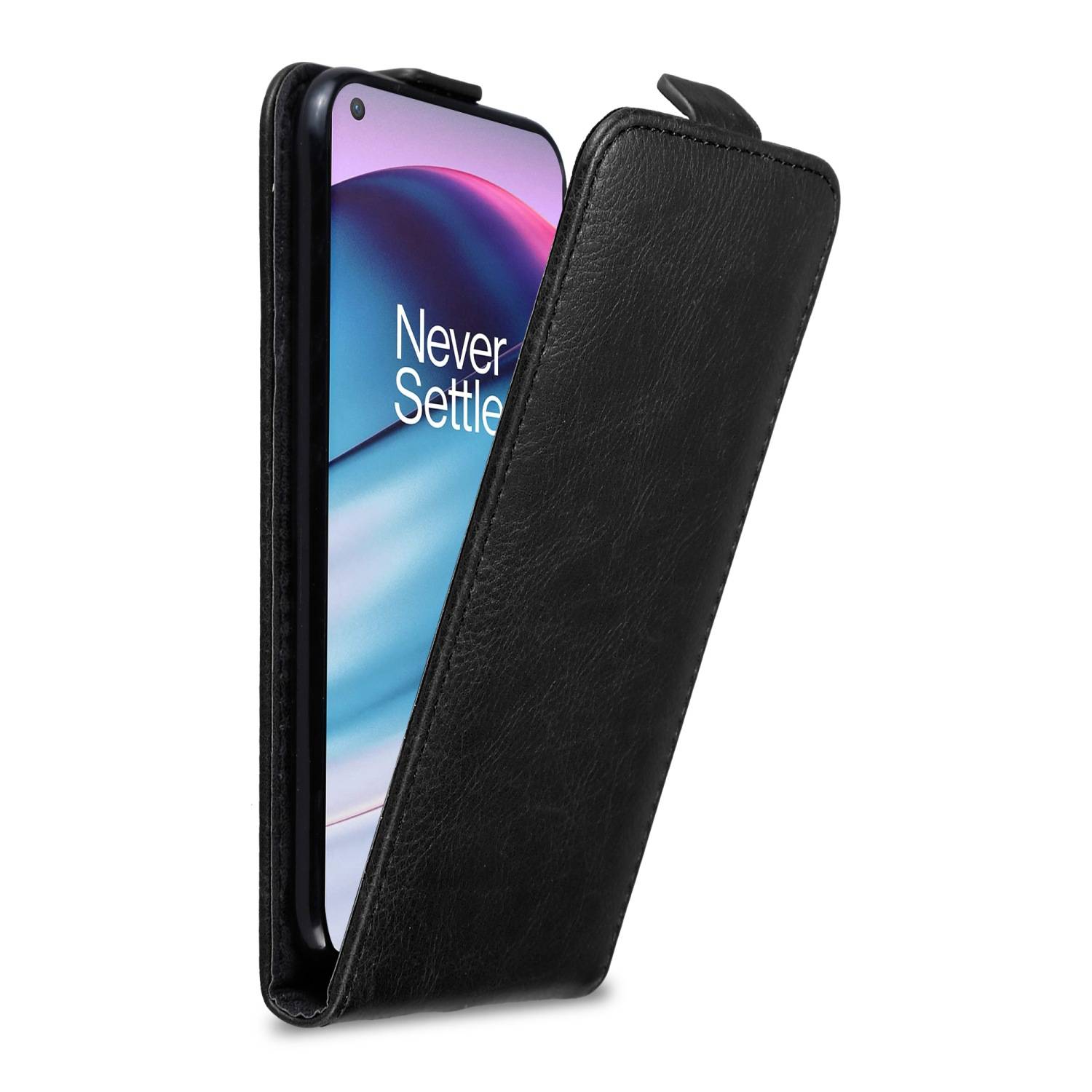 Cadorabo Hülle für OnePlus Nord CE 5G Schutz Hülle in Schwarz Flip Etui Handyhülle Case Cover