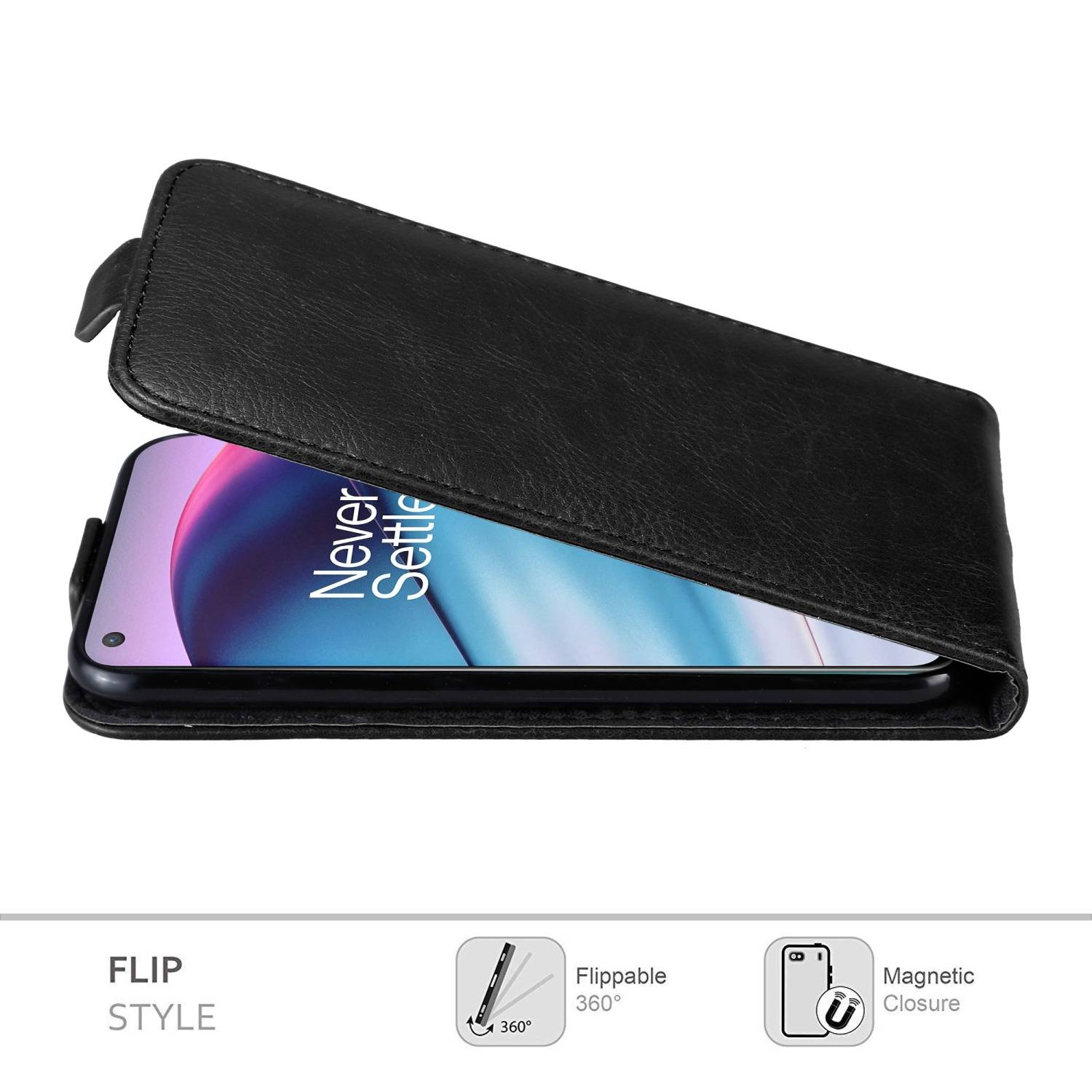 Cadorabo Hülle für OnePlus Nord CE 5G Schutz Hülle in Schwarz Flip Etui Handyhülle Case Cover