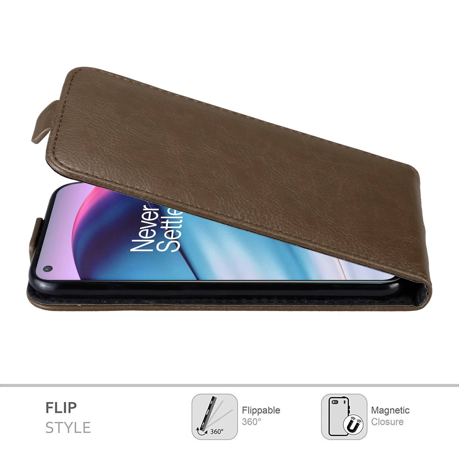 Cadorabo Hülle für OnePlus Nord CE 5G Schutz Hülle in Braun Flip Etui Handyhülle Case Cover