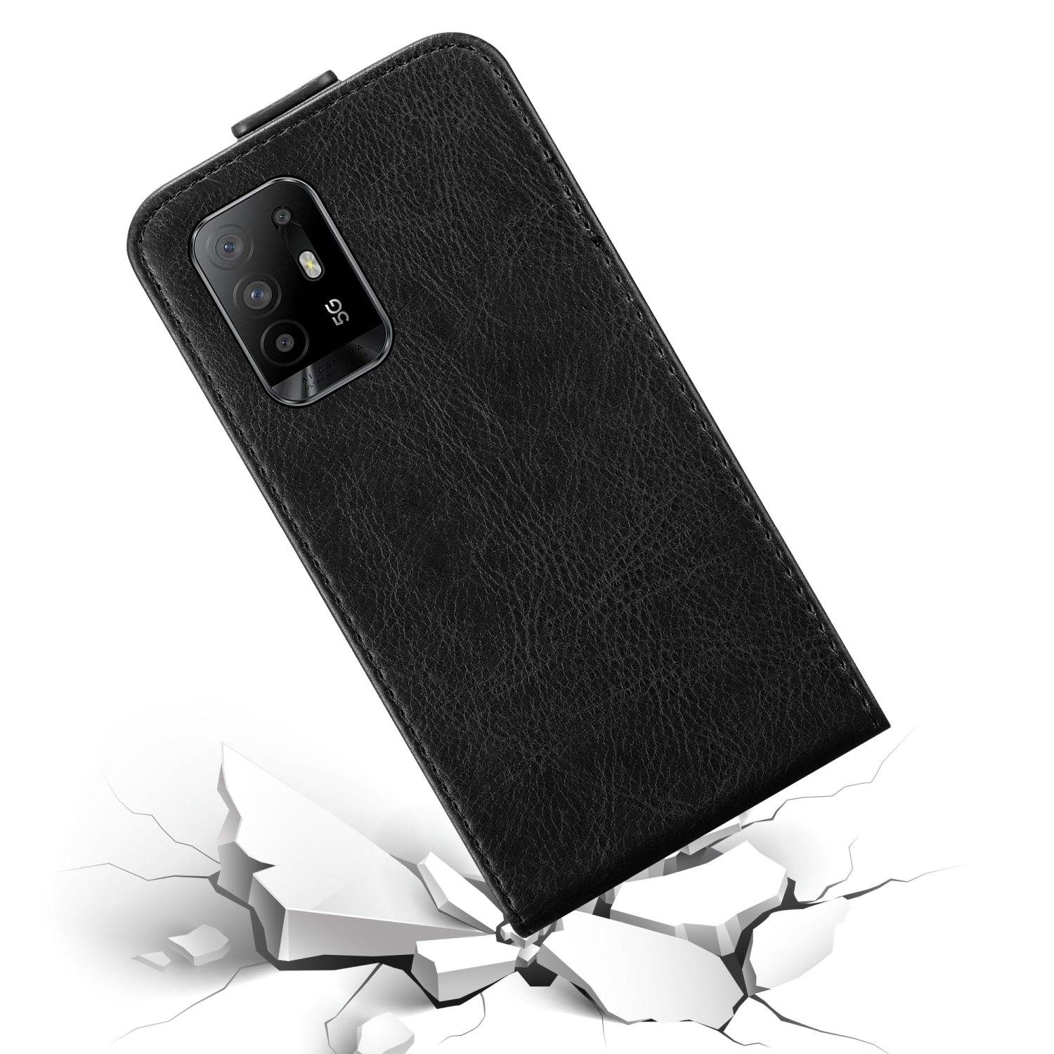 Cadorabo Hülle für Oppo A94 5G Schutz Hülle in Schwarz Flip Etui Handyhülle Case Cover