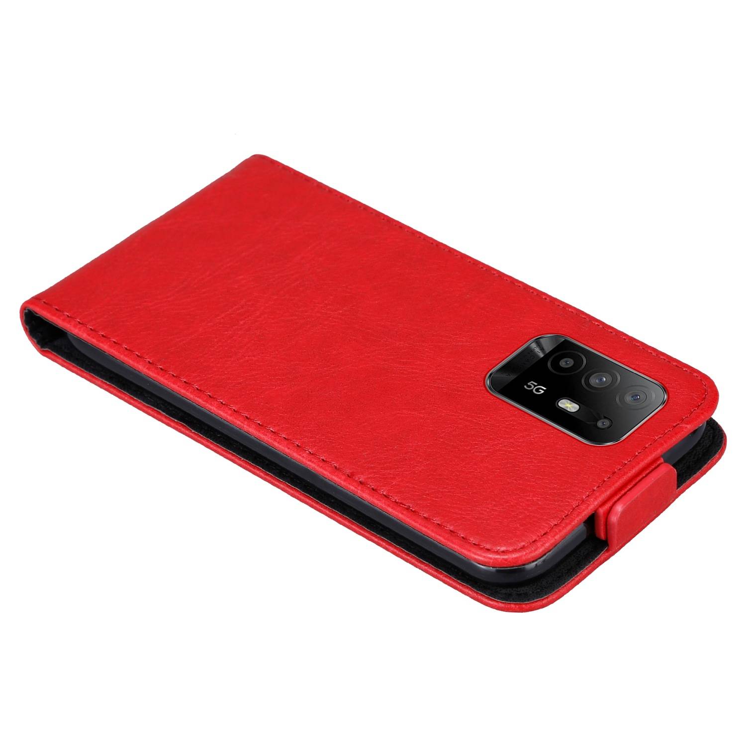 Cadorabo Hülle für Oppo A94 5G Schutz Hülle in Rot Flip Etui Handyhülle Case Cover