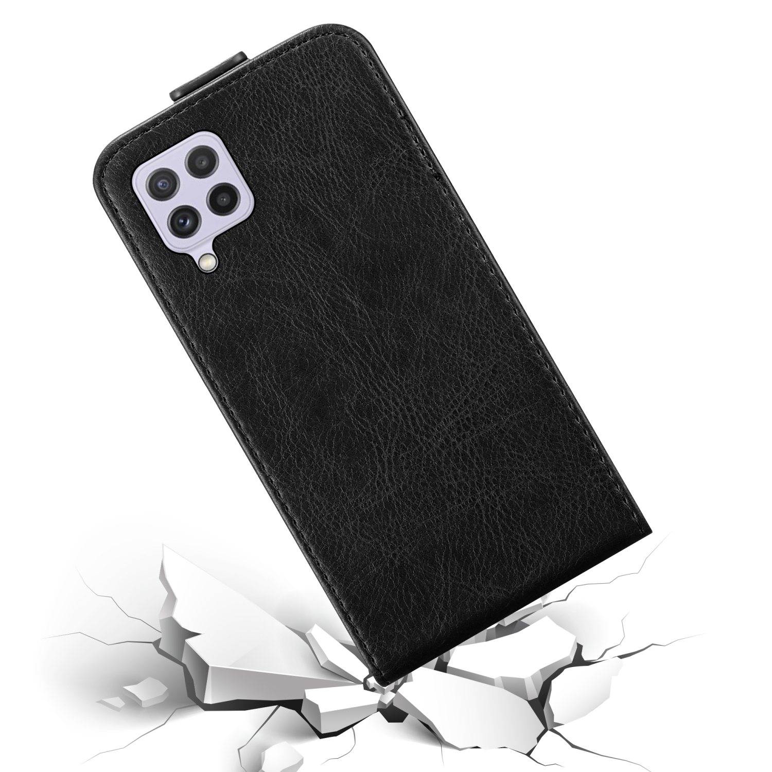 Cadorabo Hülle für Samsung Galaxy A22 4G / M22 / M32 4G Schutz Hülle in Schwarz Flip Etui Handyhülle Case Cover