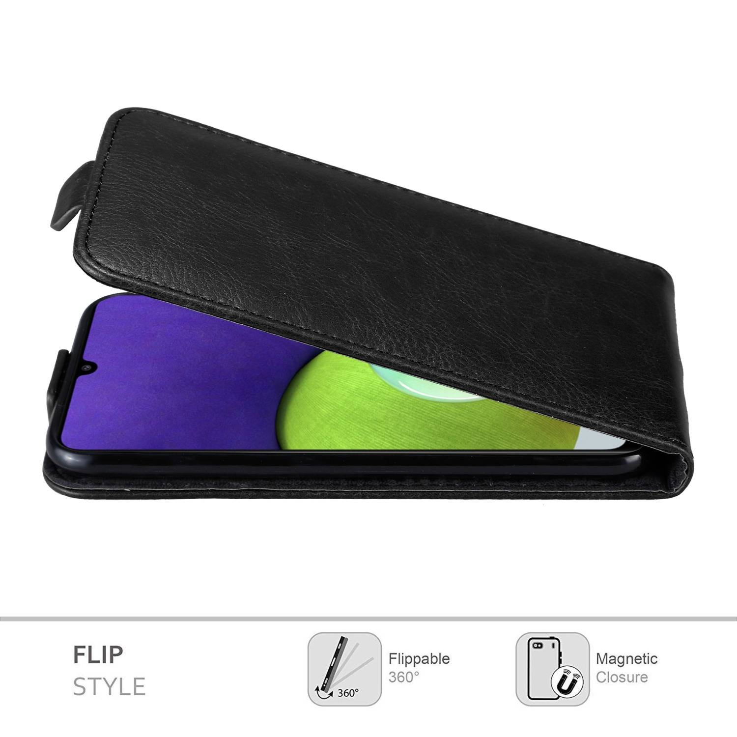 Cadorabo Hülle für Samsung Galaxy A22 4G / M22 / M32 4G Schutz Hülle in Schwarz Flip Etui Handyhülle Case Cover