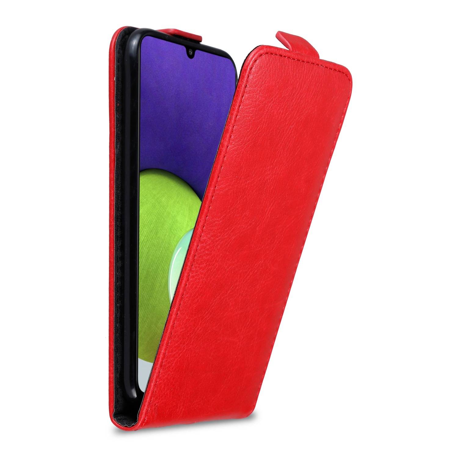 Cadorabo Hülle für Samsung Galaxy A22 4G / M22 / M32 4G Schutz Hülle in Rot Flip Etui Handyhülle Case Cover