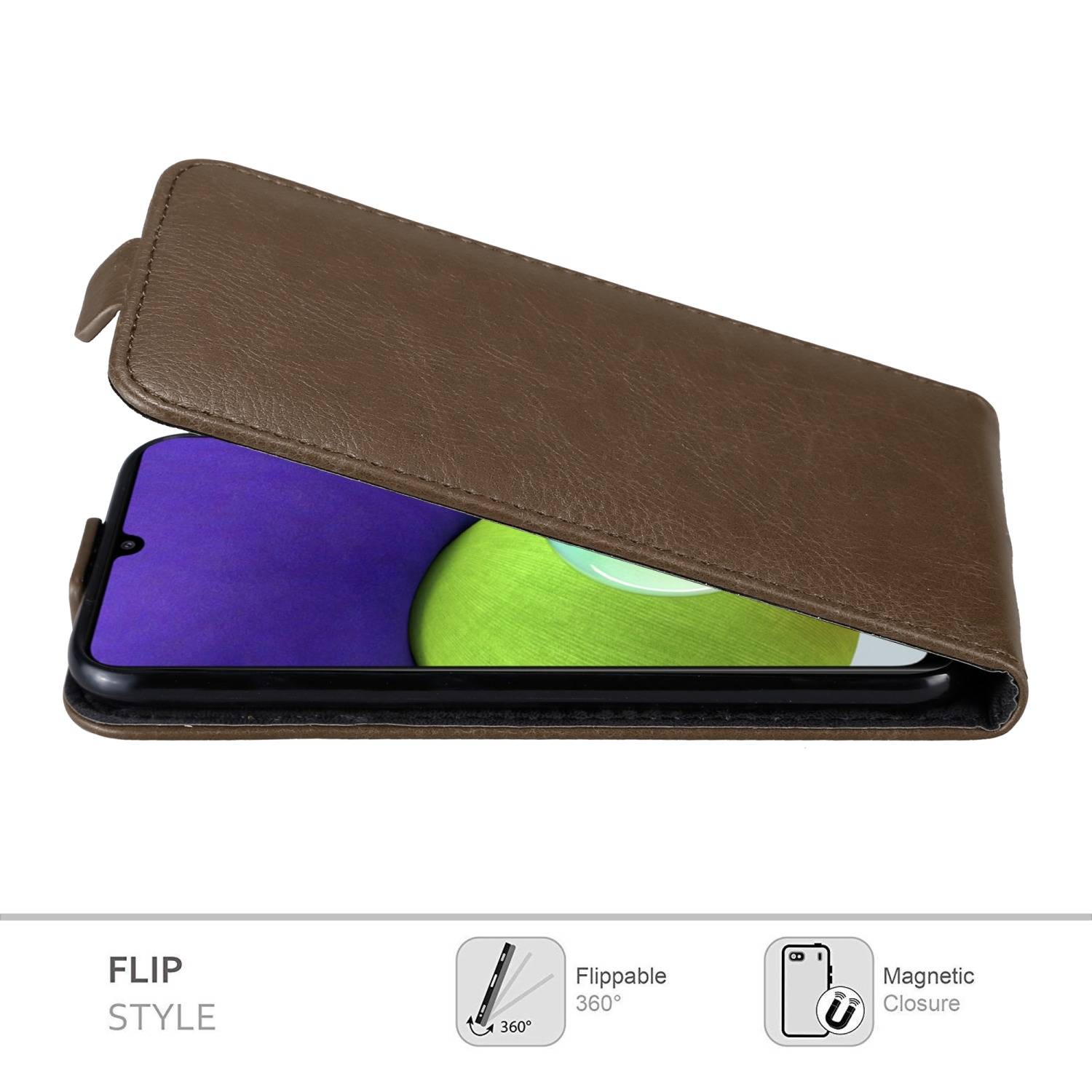 Cadorabo Hülle für Samsung Galaxy A22 4G / M22 / M32 4G Schutz Hülle in Braun Flip Etui Handyhülle Case Cover