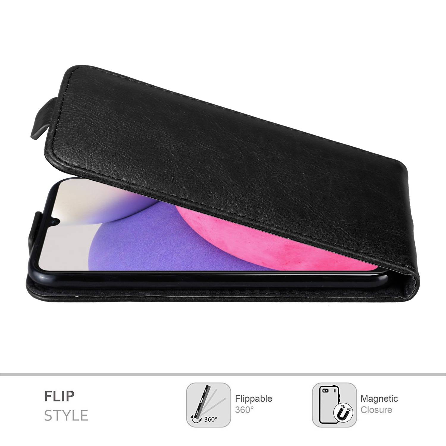 Cadorabo Hülle für Samsung Galaxy A33 5G Schutz Hülle in Schwarz Flip Etui Handyhülle Case Cover