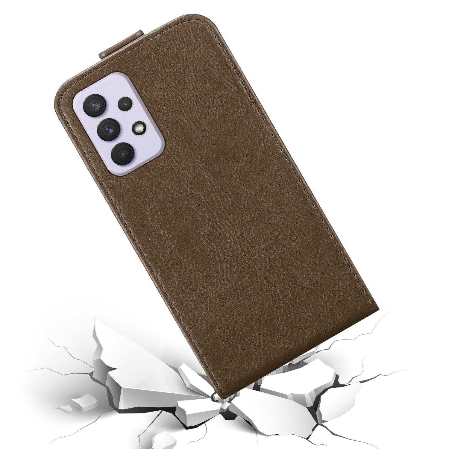 Cadorabo Hülle für Samsung Galaxy A33 5G Schutz Hülle in Braun Flip Etui Handyhülle Case Cover