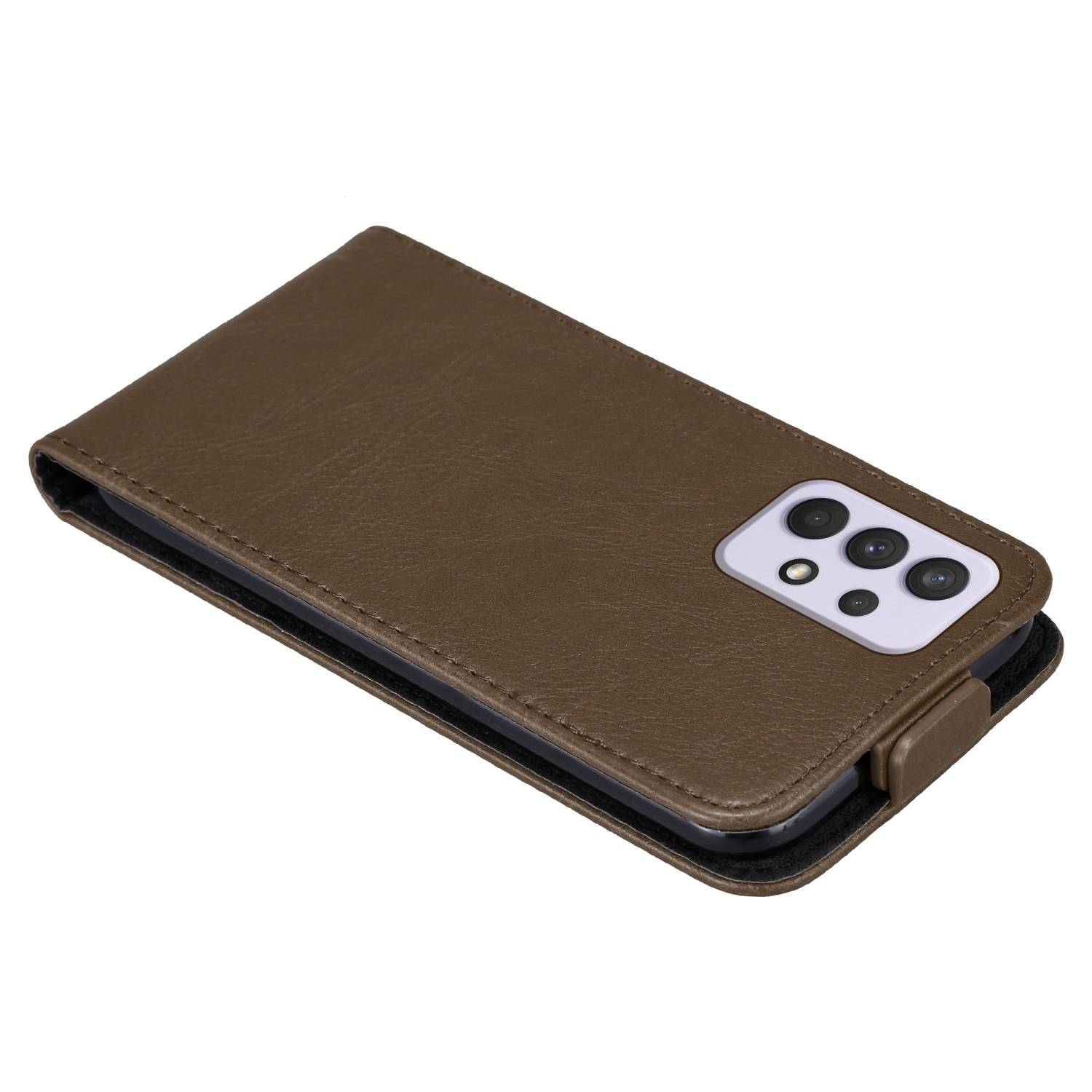 Cadorabo Hülle für Samsung Galaxy A33 5G Schutz Hülle in Braun Flip Etui Handyhülle Case Cover
