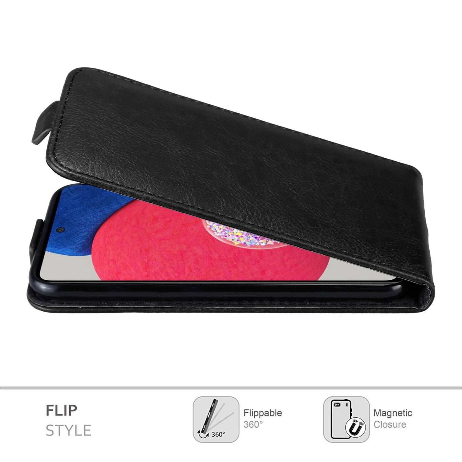 Cadorabo Hülle für Samsung Galaxy A52 (4G / 5G) / A52s Schutz Hülle in Schwarz Flip Etui Handyhülle Case Cover