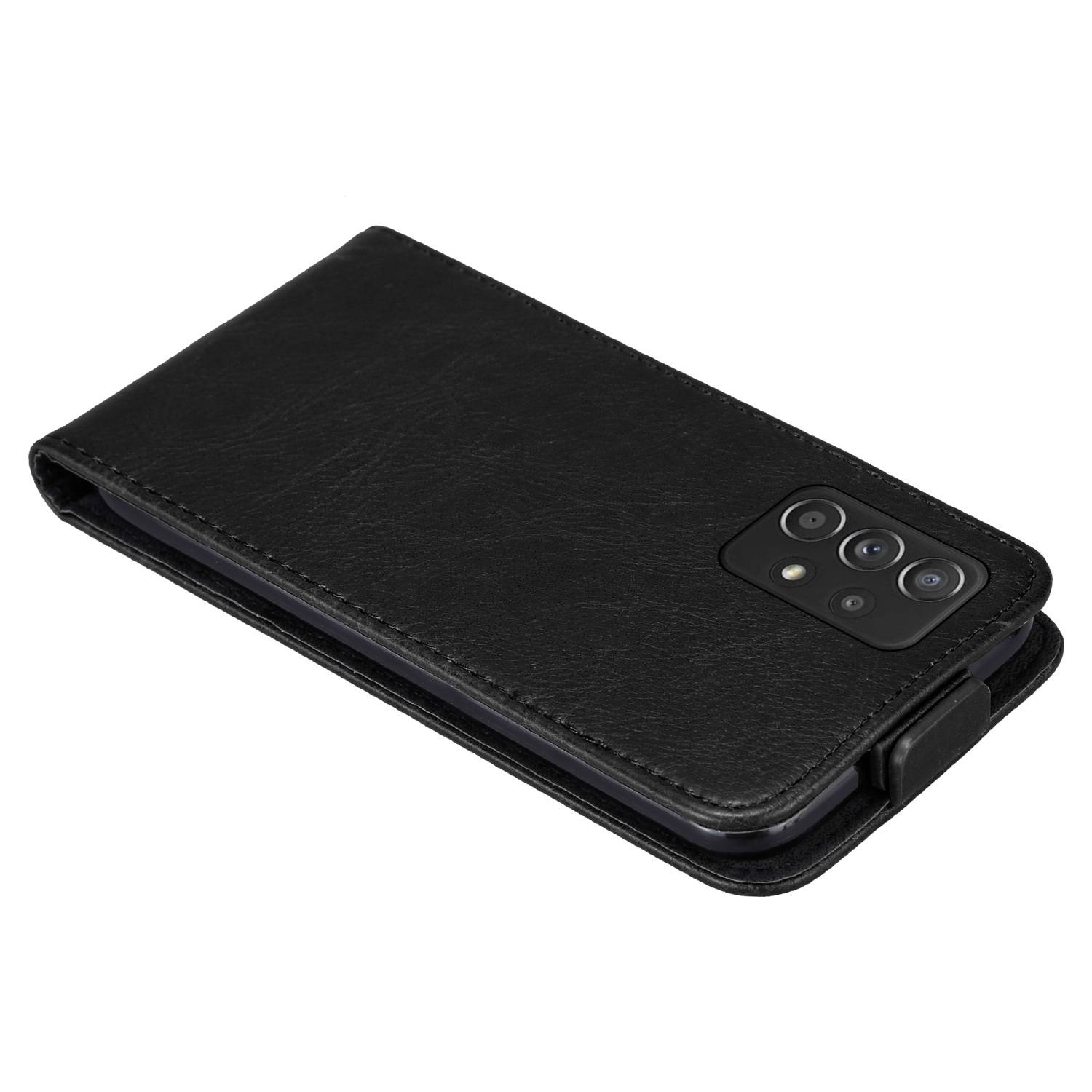 Cadorabo Hülle für Samsung Galaxy A52 (4G / 5G) / A52s Schutz Hülle in Schwarz Flip Etui Handyhülle Case Cover