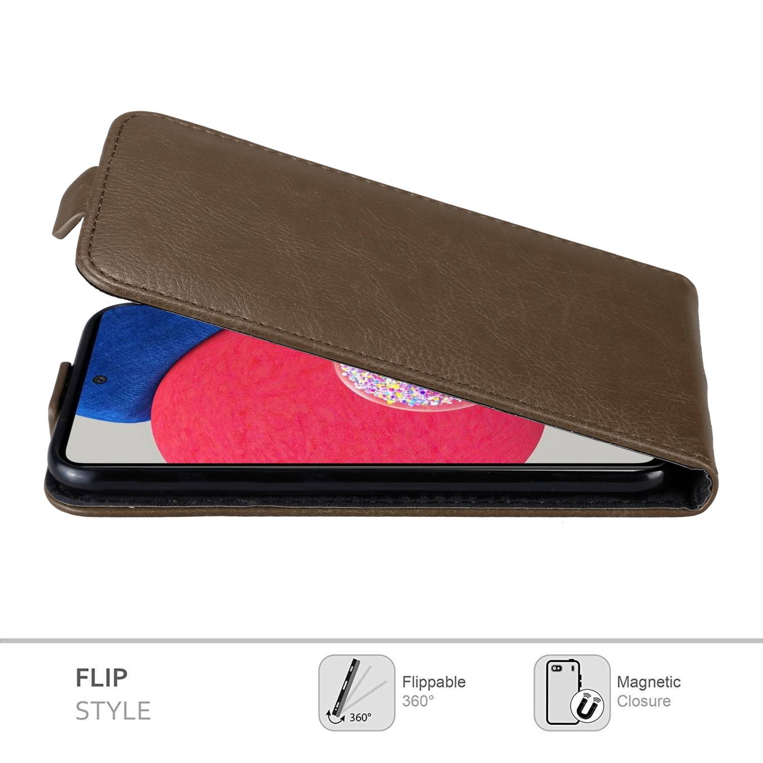 Cadorabo Hülle für Samsung Galaxy A52 (4G / 5G) / A52s Schutz Hülle in Braun Flip Etui Handyhülle Case Cover