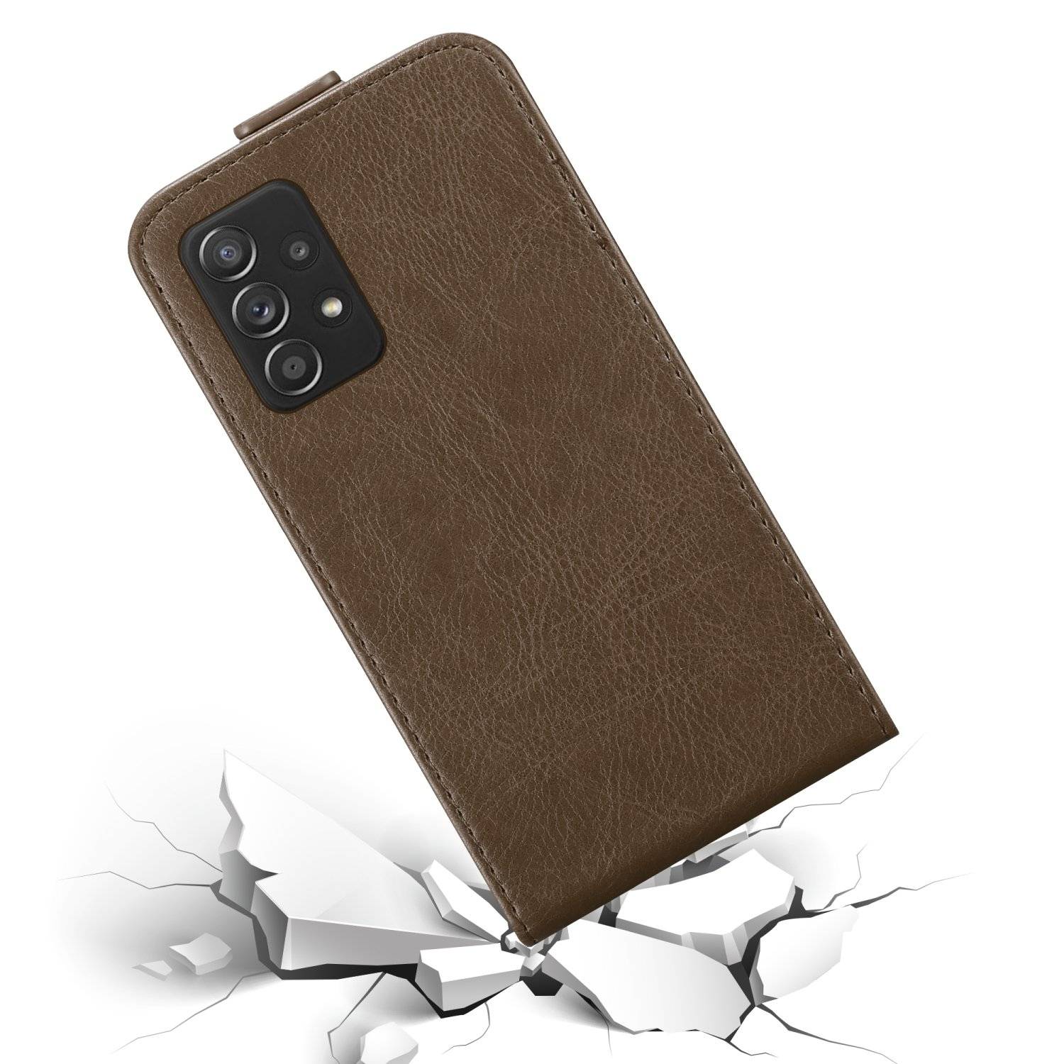Cadorabo Hülle für Samsung Galaxy A52 (4G / 5G) / A52s Schutz Hülle in Braun Flip Etui Handyhülle Case Cover