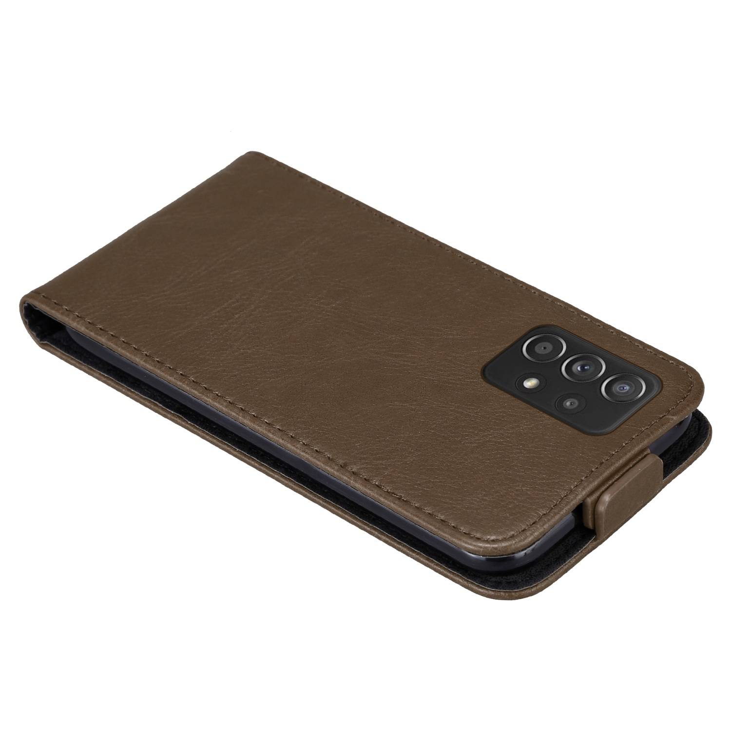 Cadorabo Hülle für Samsung Galaxy A52 (4G / 5G) / A52s Schutz Hülle in Braun Flip Etui Handyhülle Case Cover