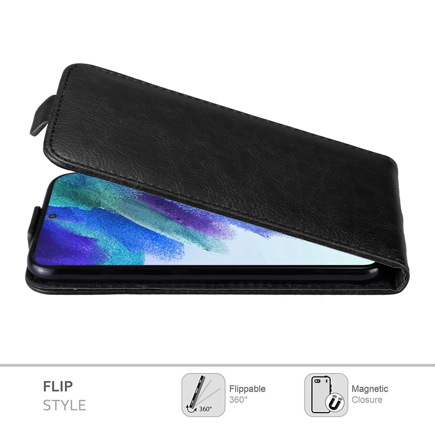 Cadorabo Hülle für Samsung Galaxy S22 Schutz Hülle in Schwarz Flip Etui Handyhülle Case Cover