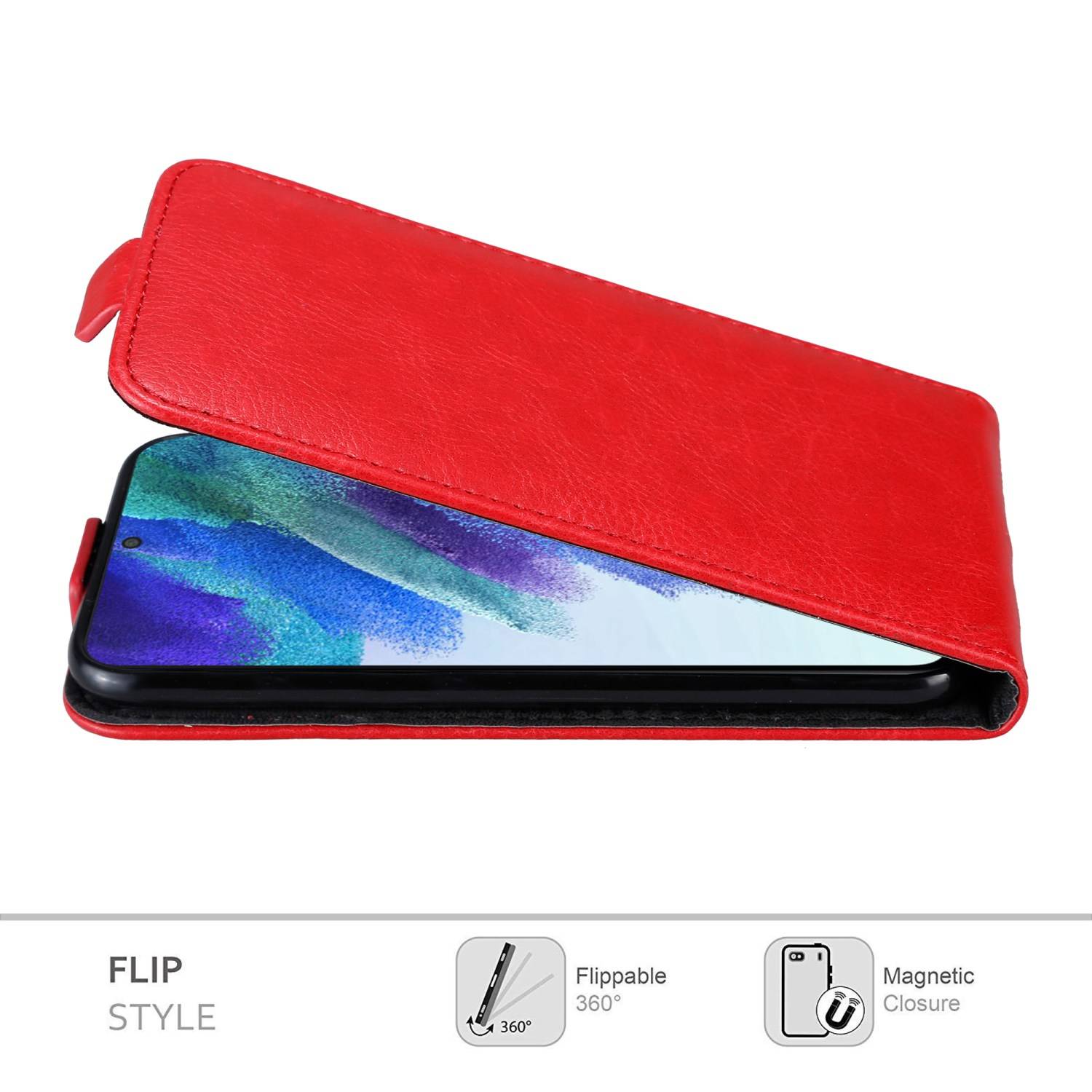 Cadorabo Hülle für Samsung Galaxy S22 Schutz Hülle in Rot Flip Etui Handyhülle Case Cover