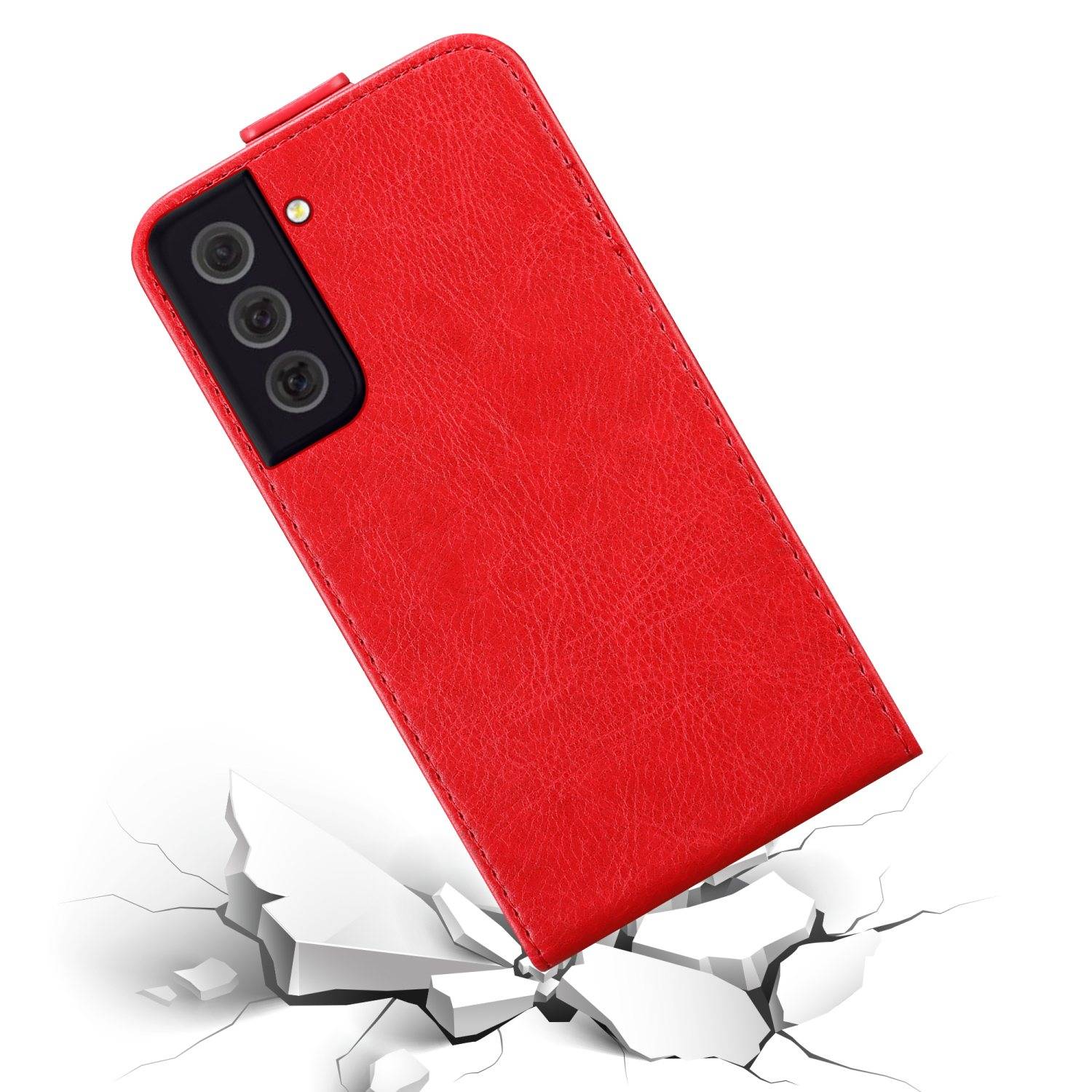 Cadorabo Hülle für Samsung Galaxy S22 Schutz Hülle in Rot Flip Etui Handyhülle Case Cover