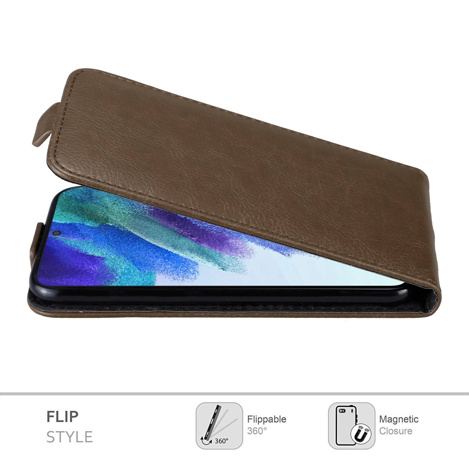 Cadorabo Hülle für Samsung Galaxy S22 PLUS Schutz Hülle in Braun Flip Etui Handyhülle Case Cover