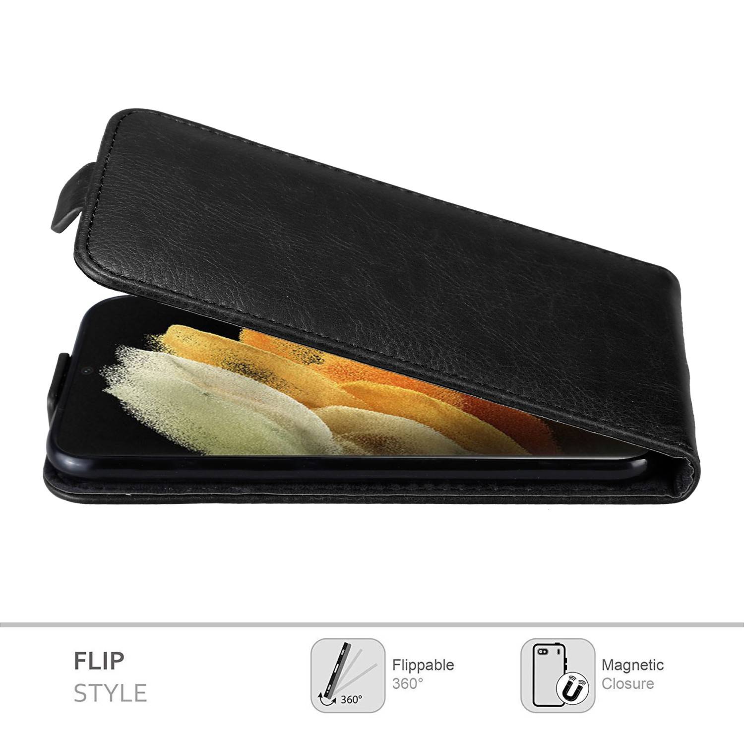 Cadorabo Hülle für Samsung Galaxy S22 ULTRA Schutz Hülle in Schwarz Flip Etui Handyhülle Case Cover