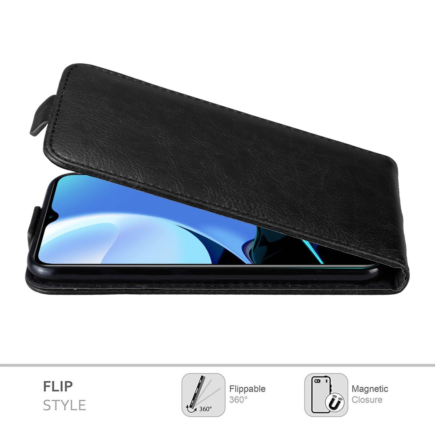Cadorabo Hülle für Xiaomi RedMi 9T / POCO M3 Schutz Hülle in Schwarz Flip Etui Handyhülle Case Cover
