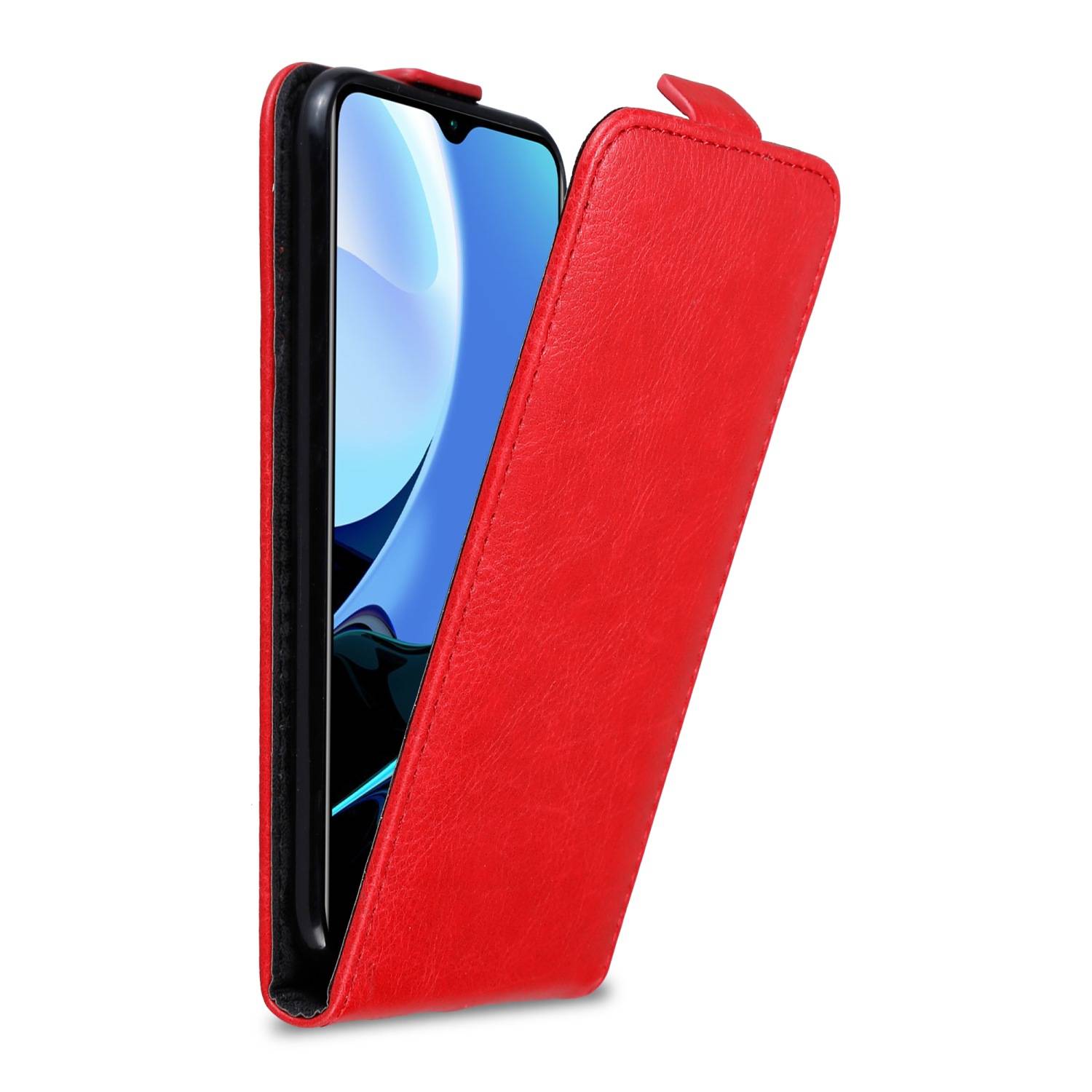 Cadorabo Hülle für Xiaomi RedMi 9T / POCO M3 Schutz Hülle in Rot Flip Etui Handyhülle Case Cover