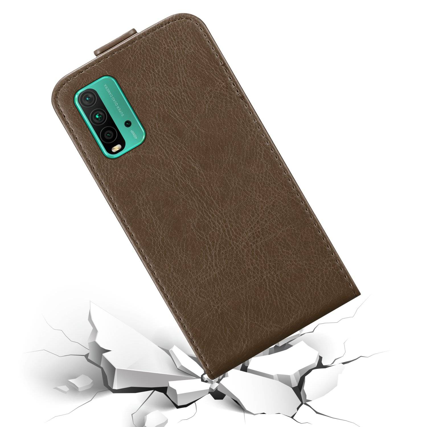 Cadorabo Hülle für Xiaomi RedMi 9T / POCO M3 Schutz Hülle in Braun Flip Etui Handyhülle Case Cover