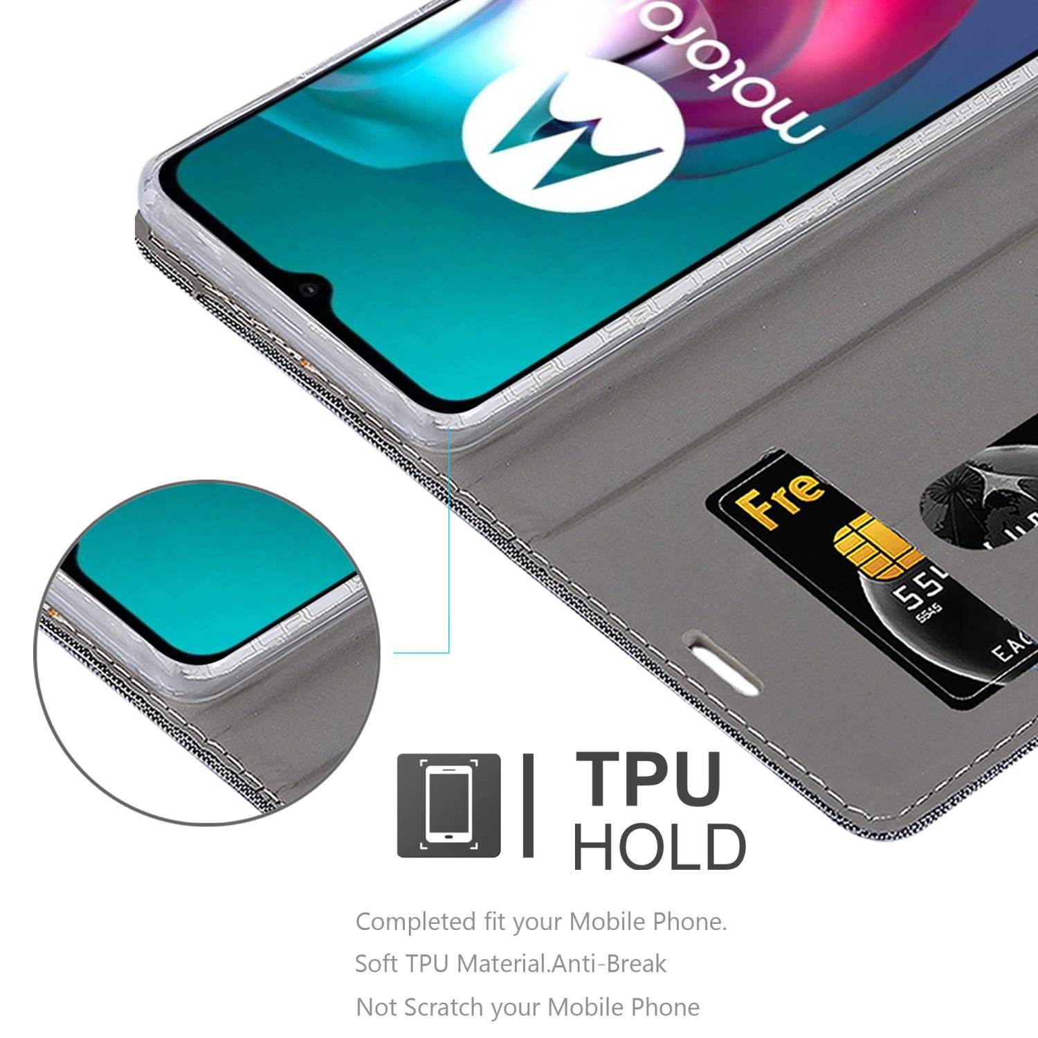 Cadorabo Hülle für Motorola MOTO G10 / G30 Schutzhülle in Grau Handy Hülle Etui Book Case Cover