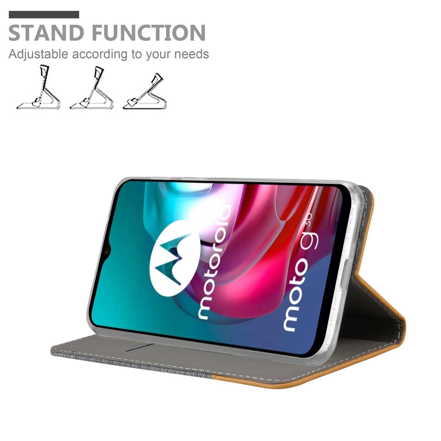 Cadorabo Hülle für Motorola MOTO G10 / G30 Schutzhülle in Grau Handy Hülle Etui Book Case Cover