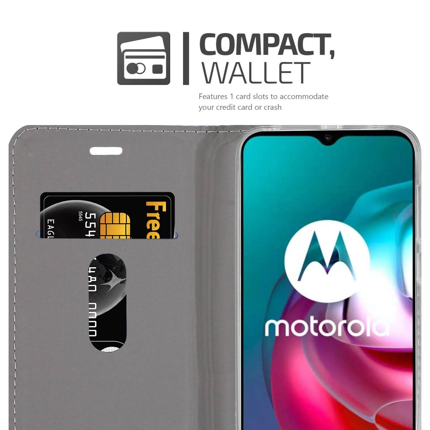 Cadorabo Hülle für Motorola MOTO G10 / G30 Schutzhülle in Grau Handy Hülle Etui Book Case Cover