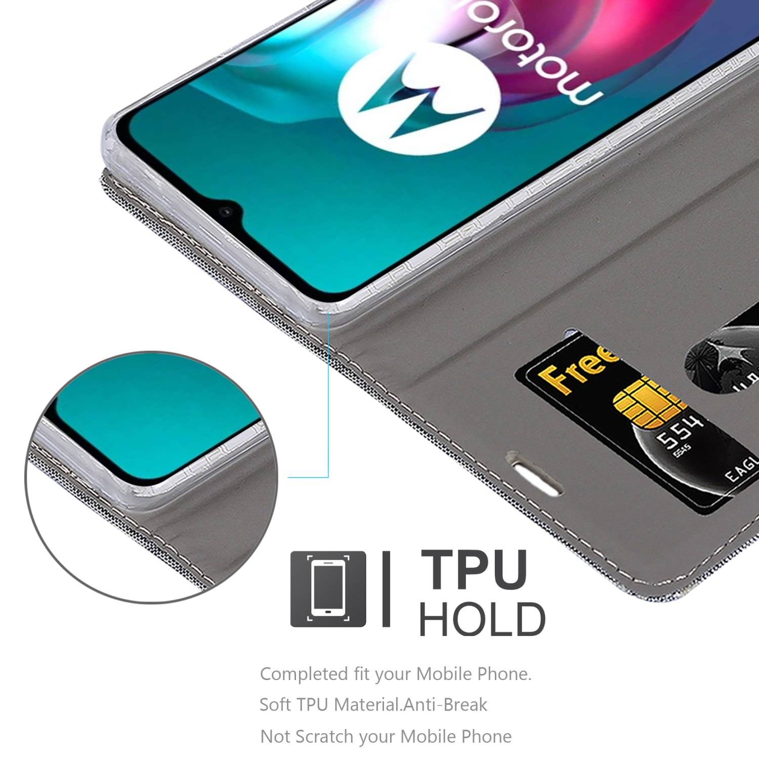 Cadorabo Hülle für Motorola MOTO G10 / G30 Schutzhülle in Grau Handy Hülle Etui Book Case Cover