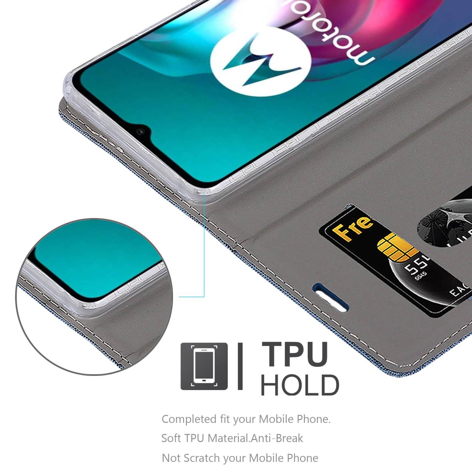 Cadorabo Hülle für Motorola MOTO G10 / G30 Schutzhülle in Blau Handy Hülle Etui Book Case Cover