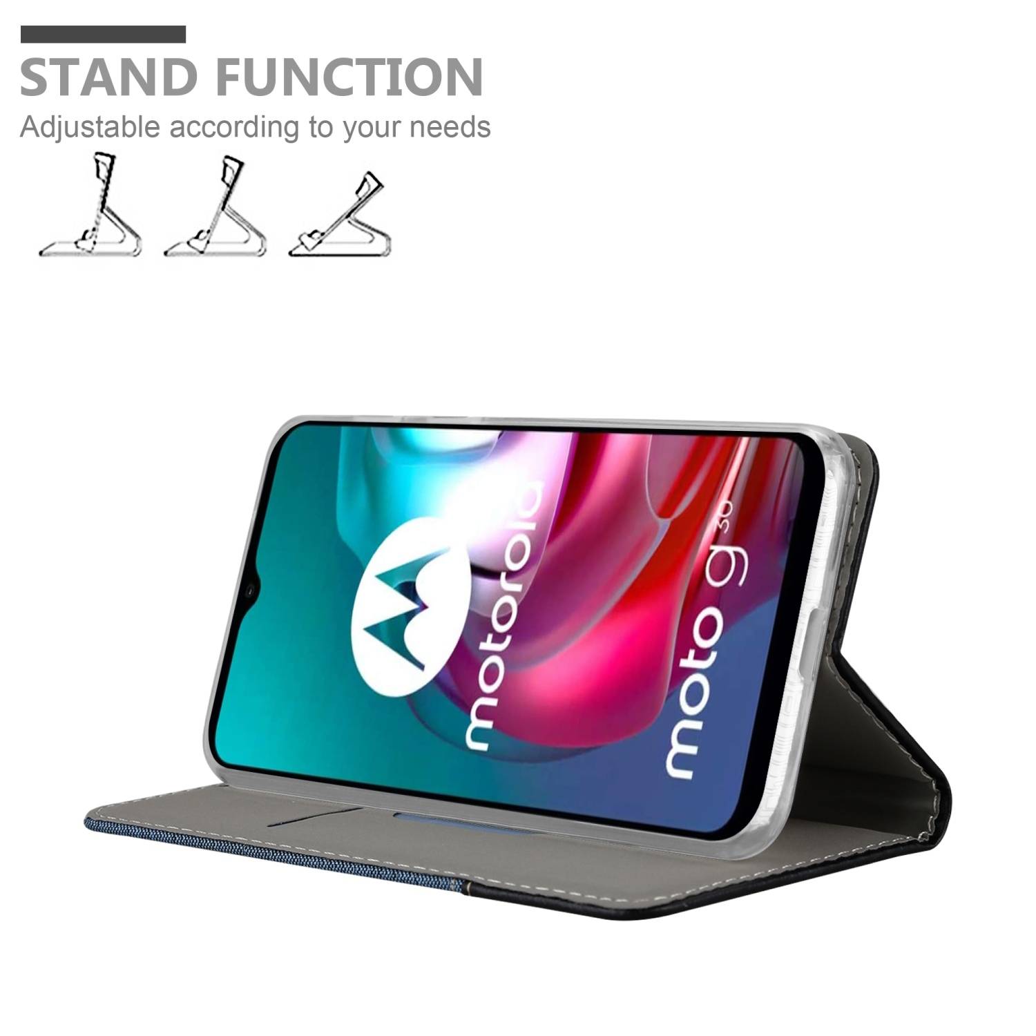 Cadorabo Hülle für Motorola MOTO G10 / G30 Schutzhülle in Blau Handy Hülle Etui Book Case Cover