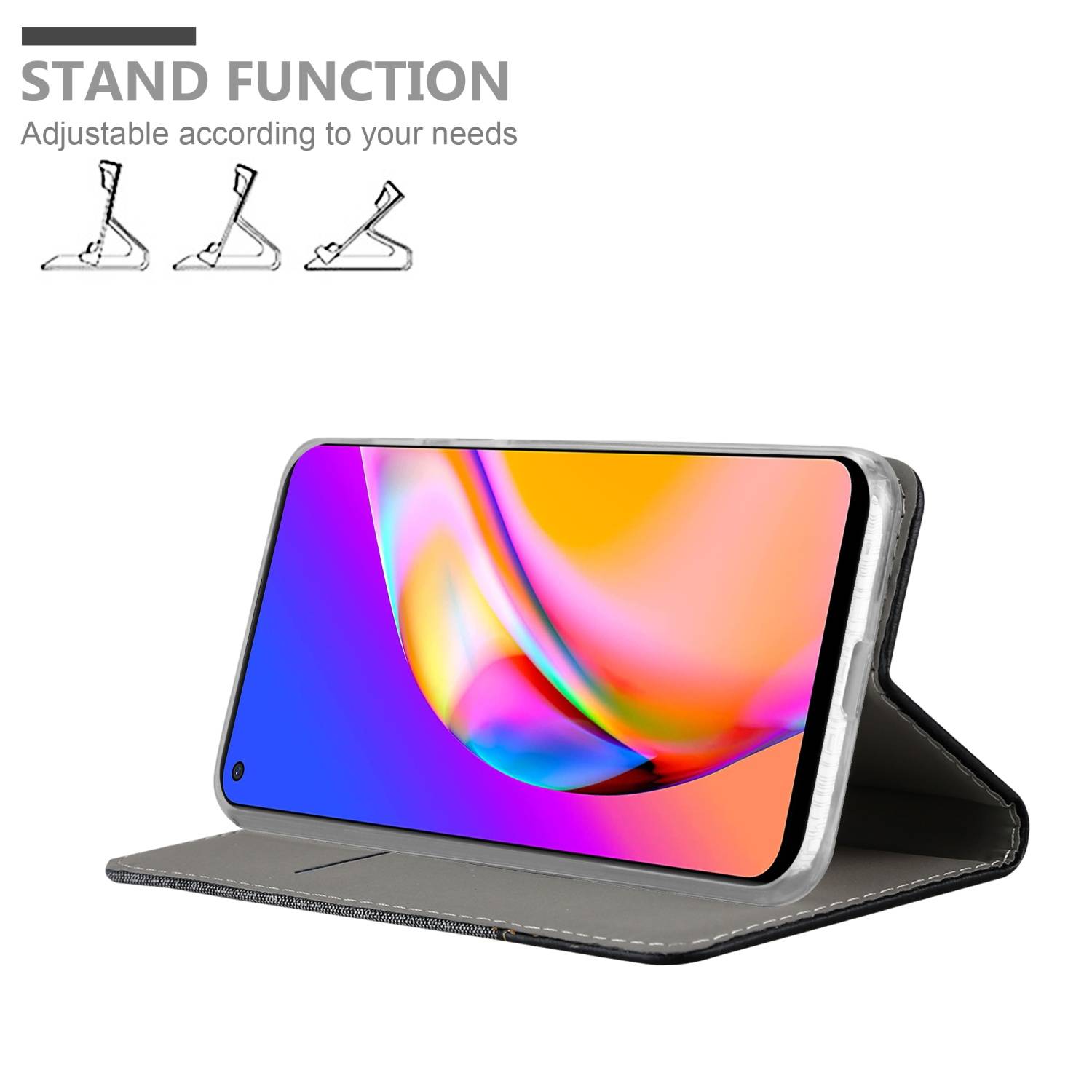 Cadorabo Hülle für Oppo A94 5G Schutzhülle in Grau Handy Hülle Etui Book Case Cover