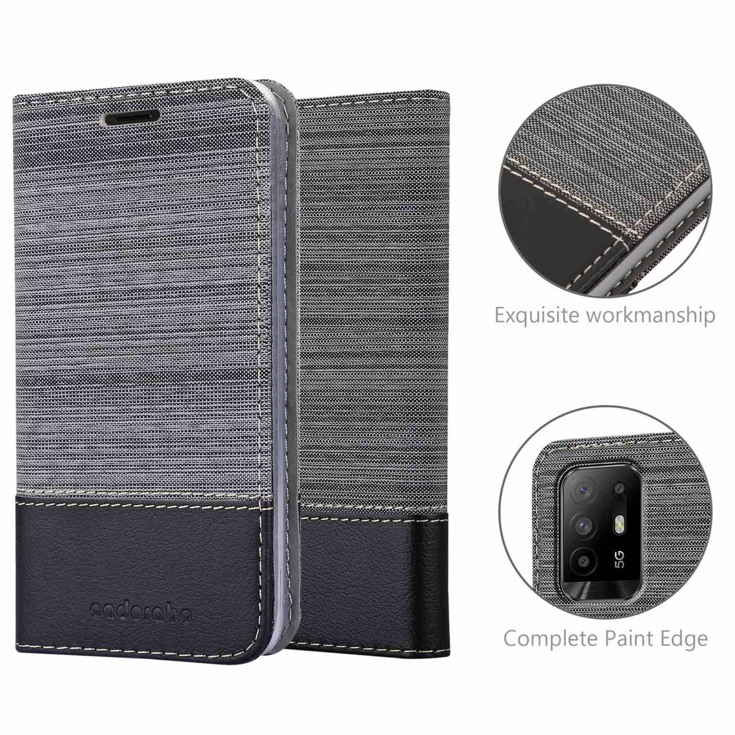 Cadorabo Hülle für Oppo A94 5G Schutzhülle in Grau Handy Hülle Etui Book Case Cover