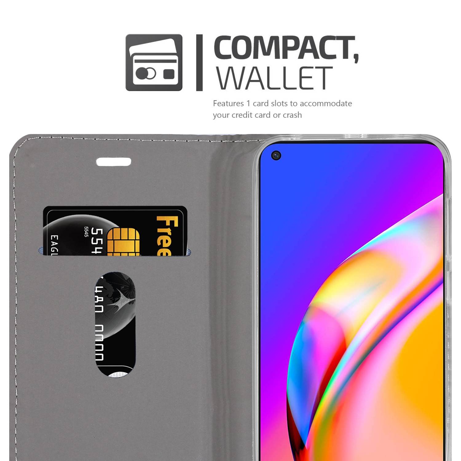 Cadorabo Hülle für Oppo A94 5G Schutzhülle in Grau Handy Hülle Etui Book Case Cover