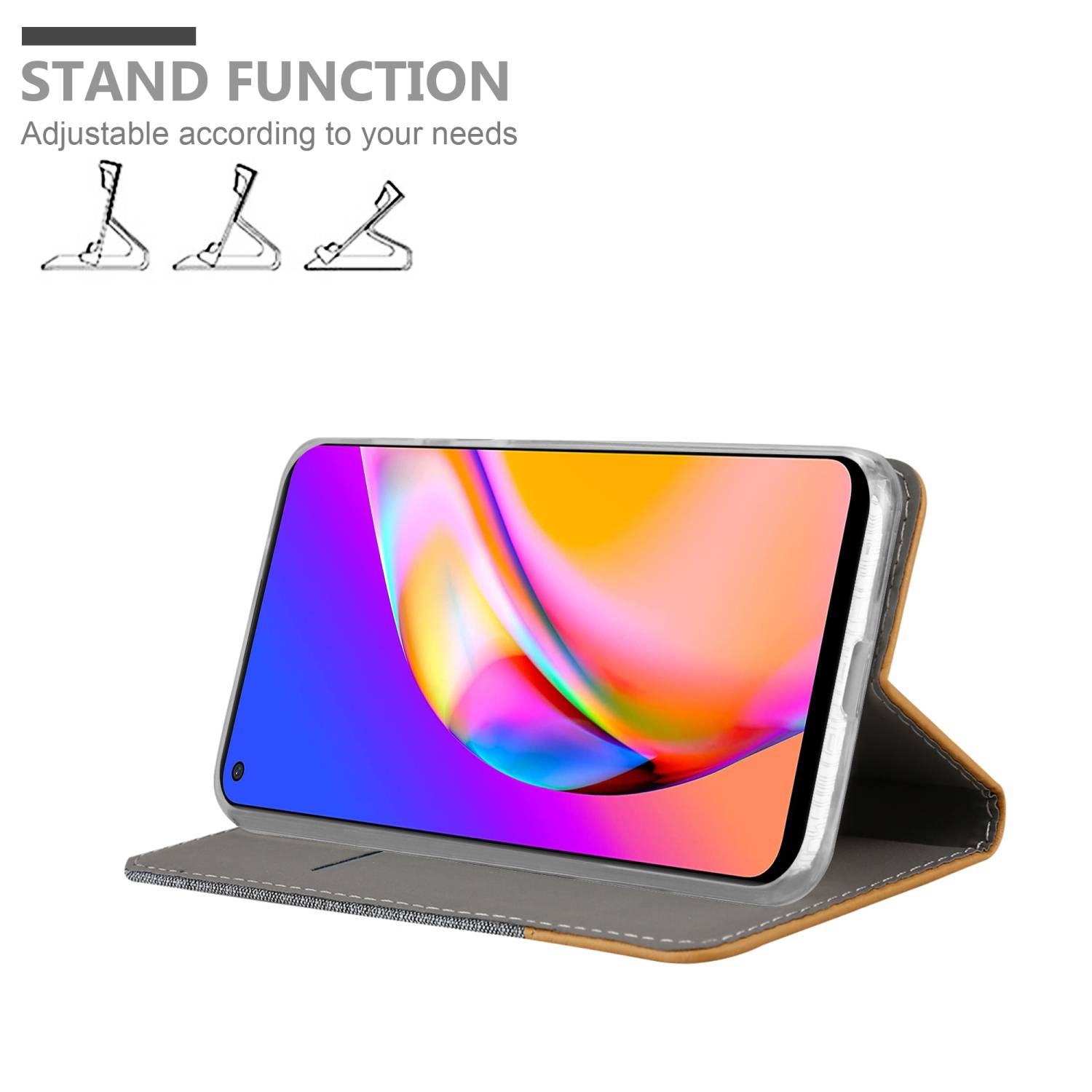 Cadorabo Hülle für Oppo A94 5G Schutzhülle in Grau Handy Hülle Etui Book Case Cover
